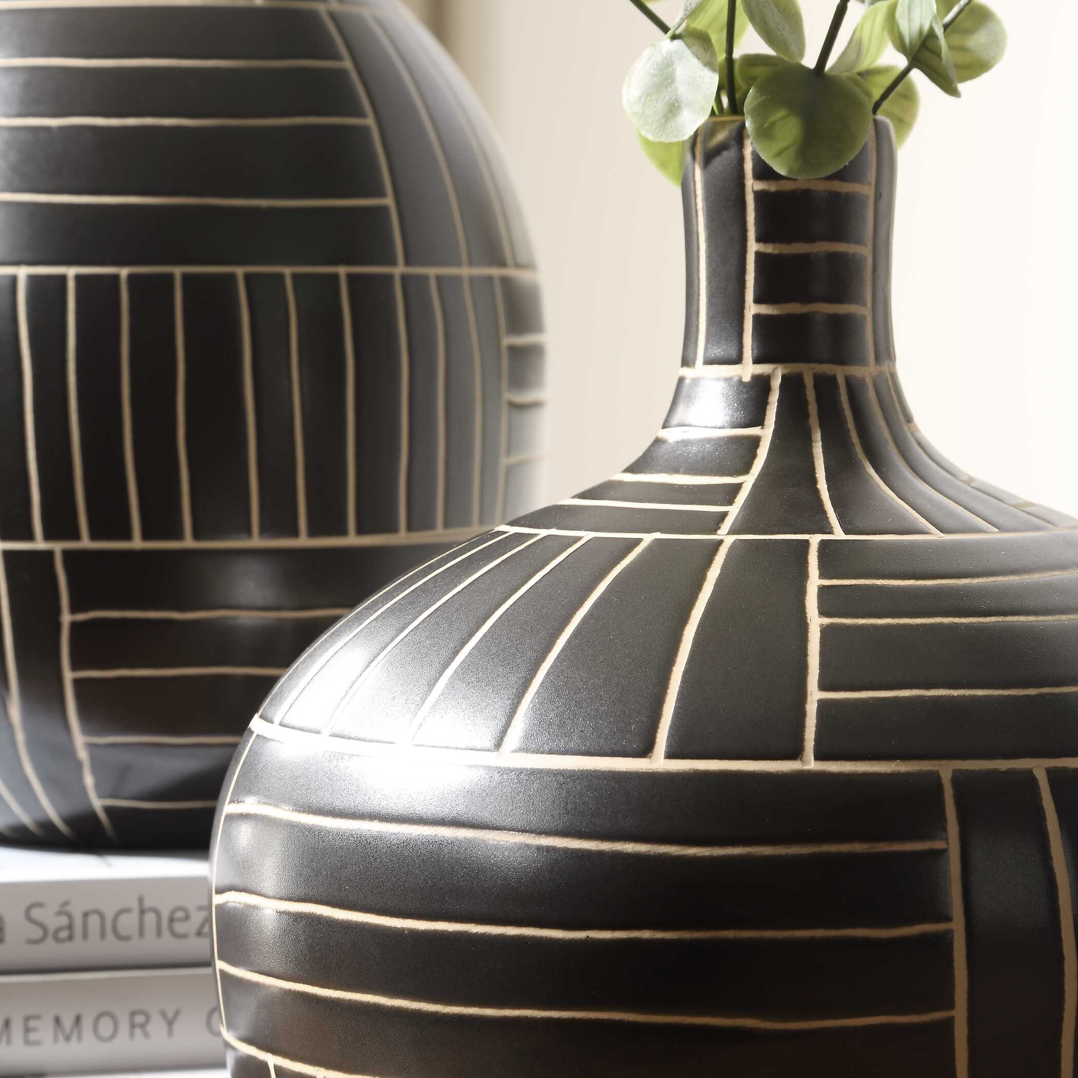 Uttermost Graphite Stride Geometric Vases - Set of 2