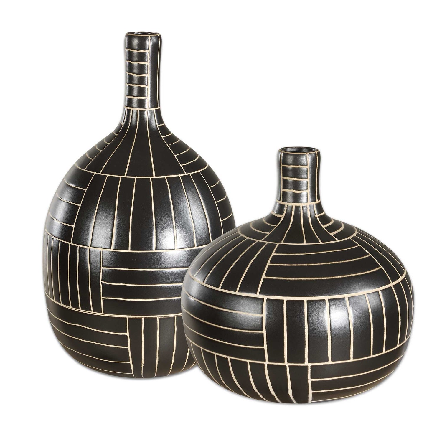 Uttermost Graphite Stride Geometric Vases - Set of 2