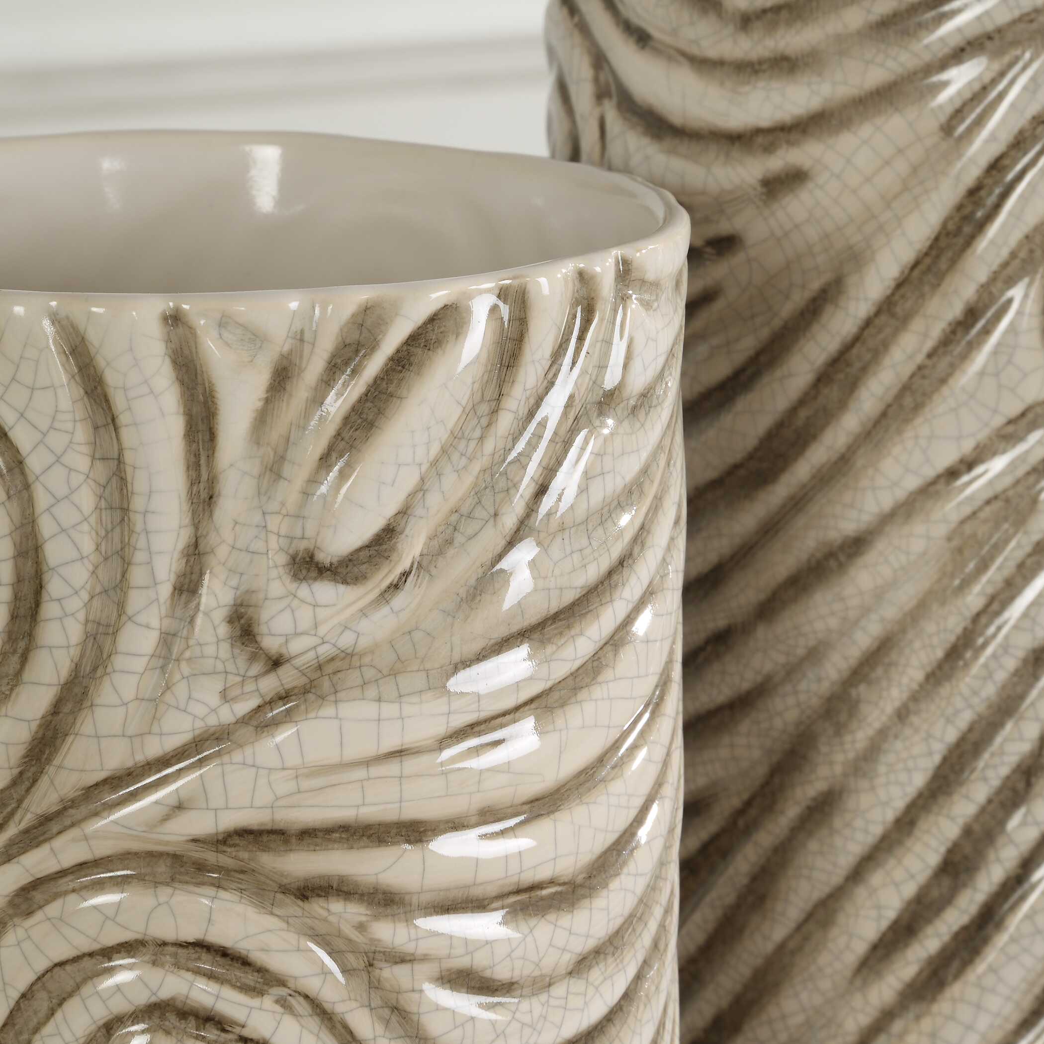Uttermost Timber Swirl Earth Tone Vases - Set of 2