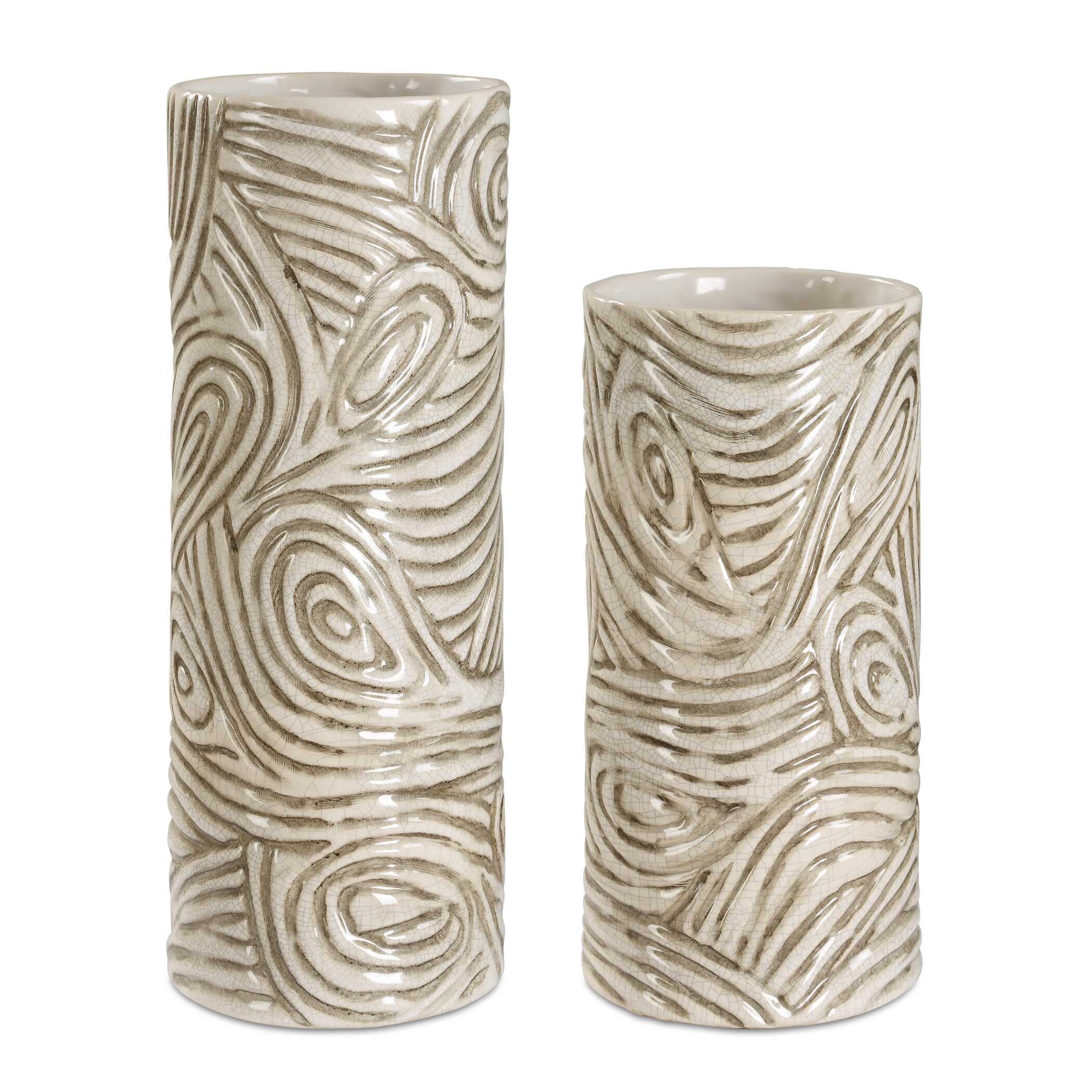 Uttermost Timber Swirl Earth Tone Vases - Set of 2