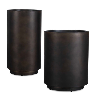 Uttermost Volcan Matte Bronze Outdoor Planters - Set of 2
