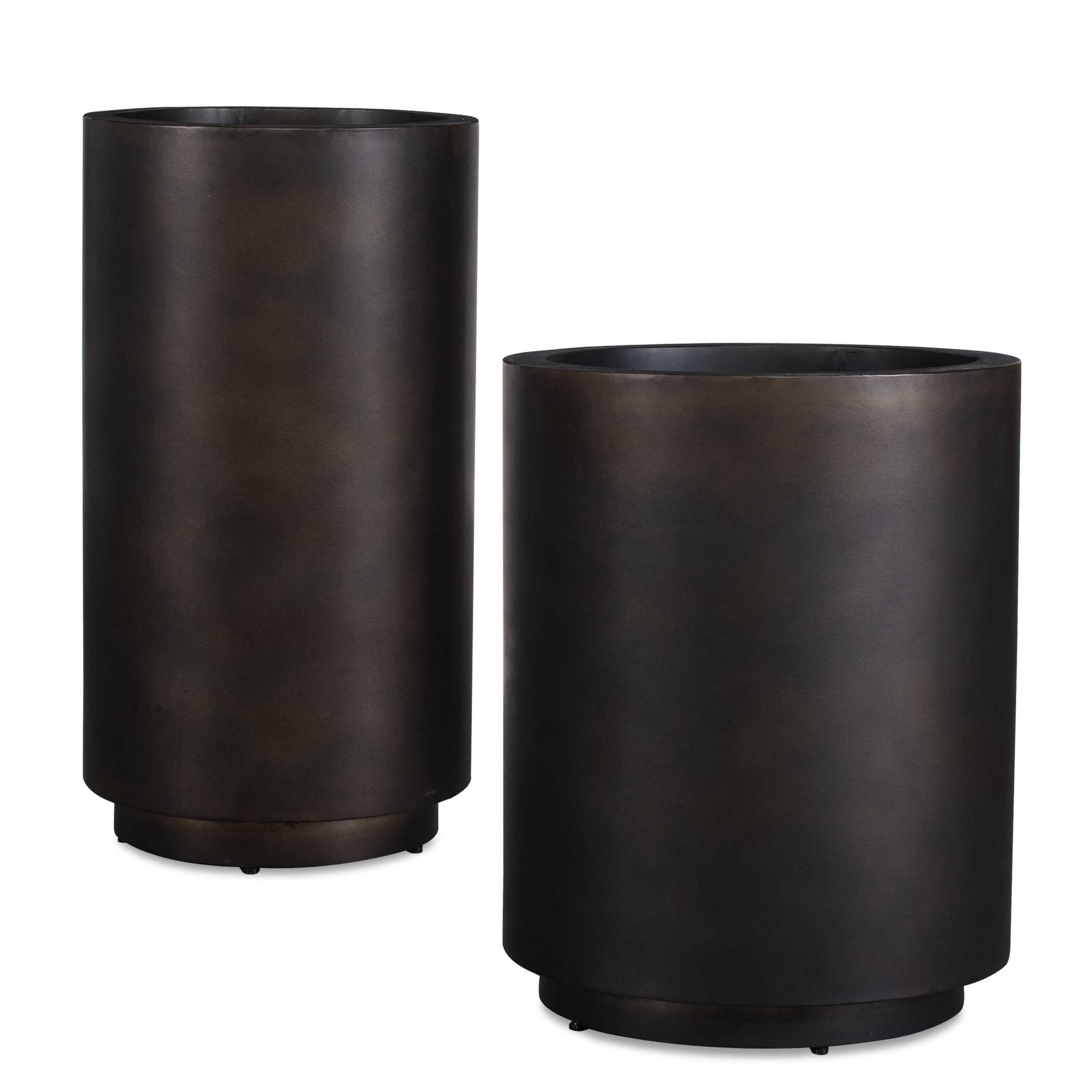 Uttermost Volcan Matte Bronze Outdoor Planters - Set of 2