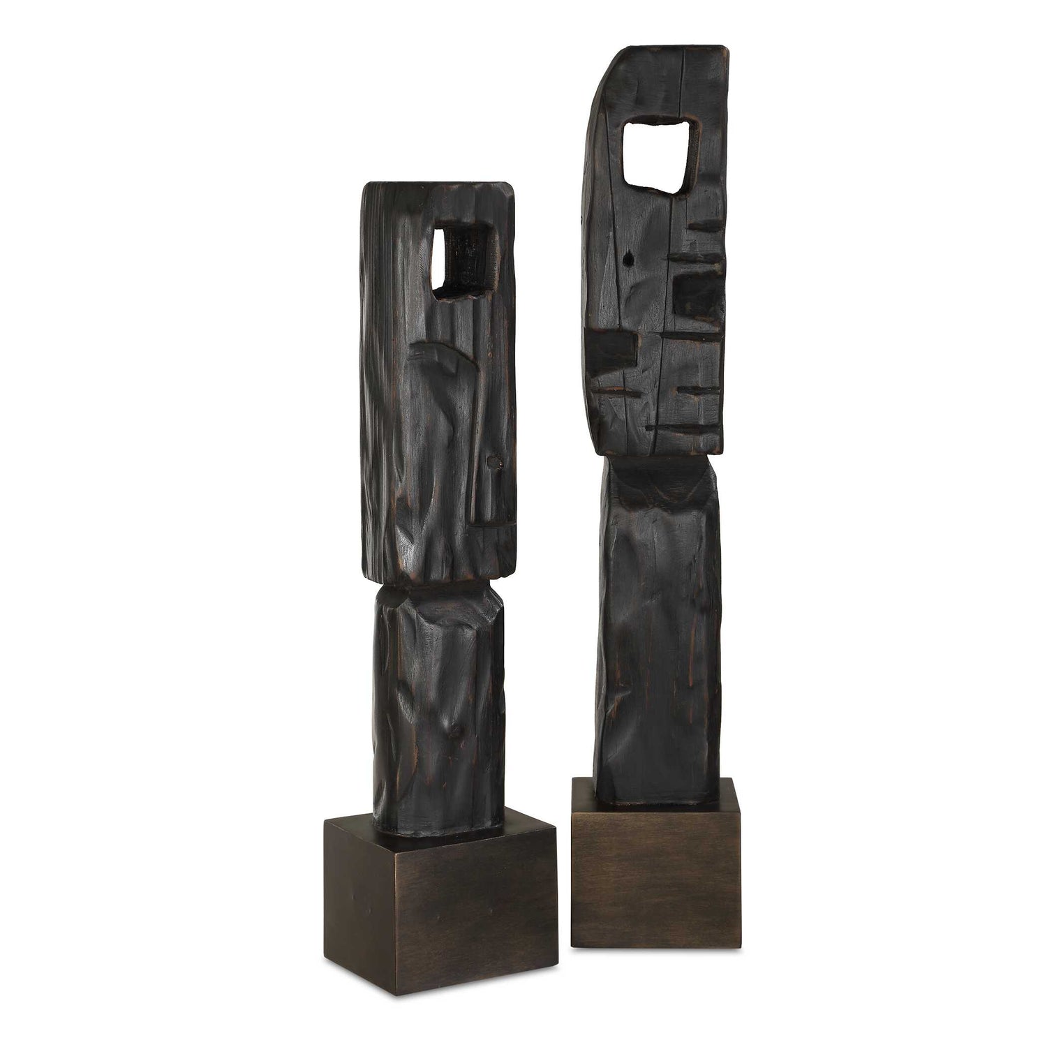 Uttermost Cipher Black Wood Totems - Set of 2