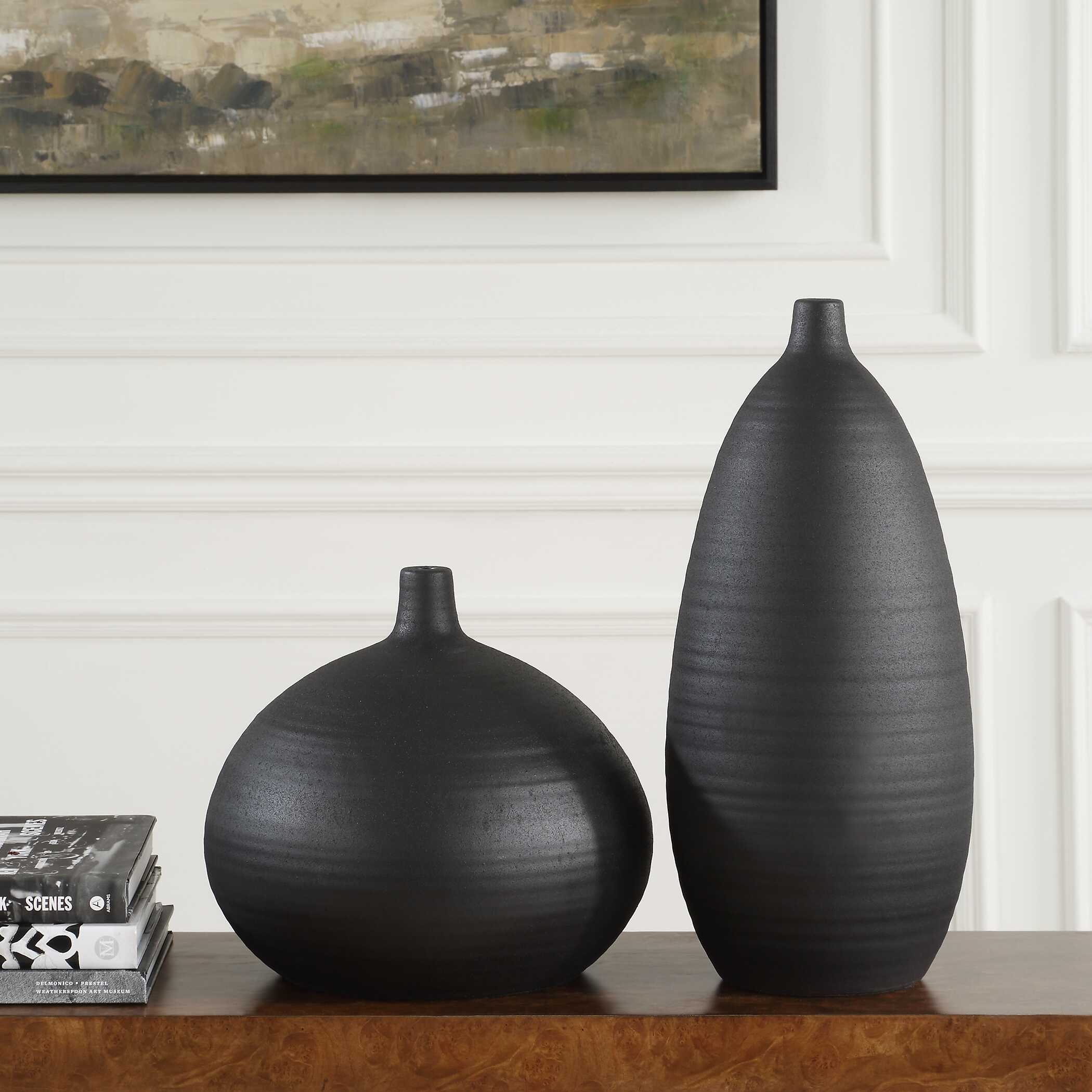 Uttermost Bower Black Vases - Set of 2