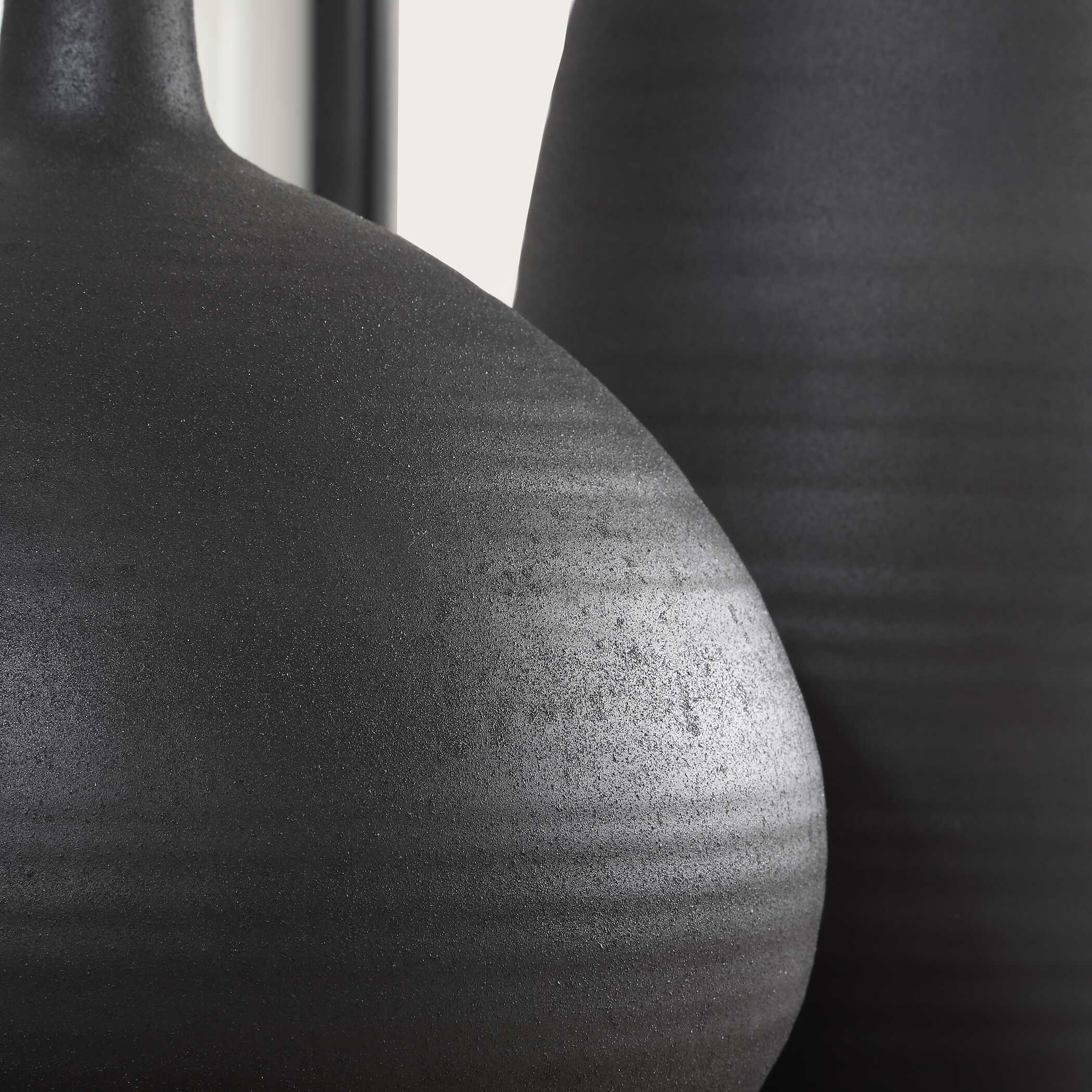 Uttermost Bower Black Vases - Set of 2