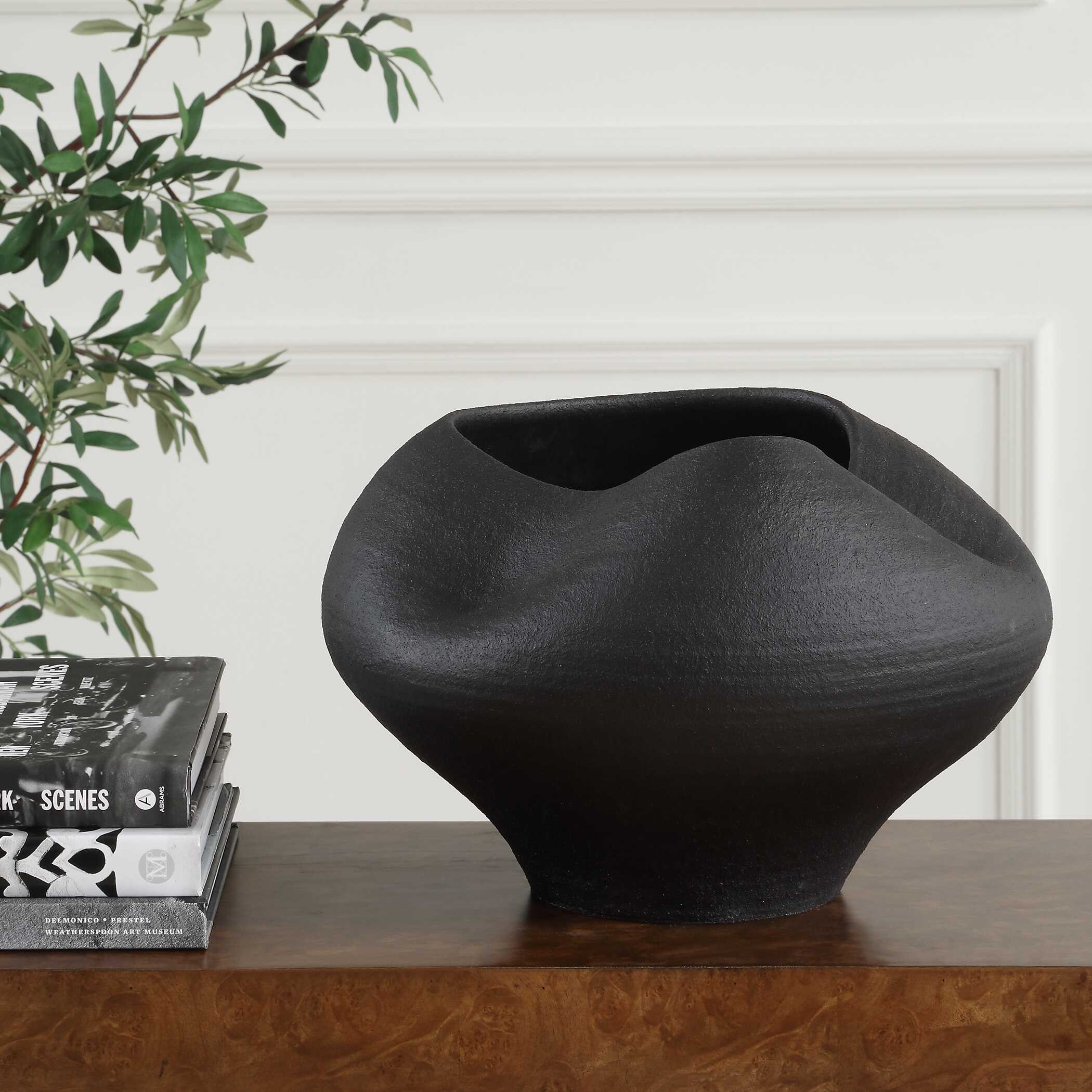 Uttermost Nocturne Textured Black Bowl