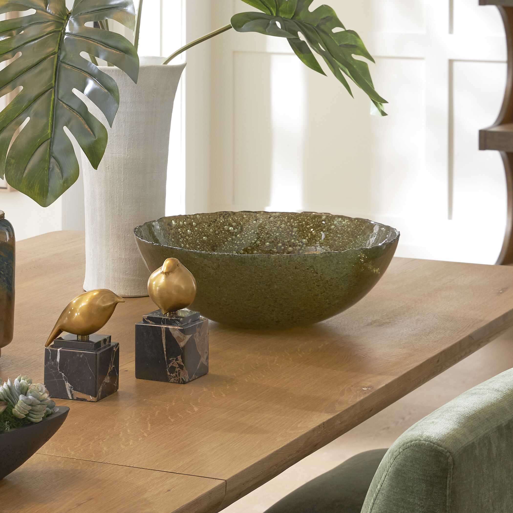 Uttermost Veridian Shimmer Earthy Glass Bowl
