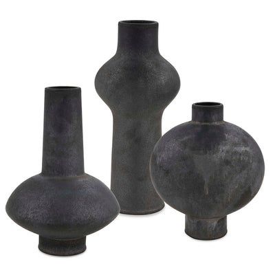 Uttermost Charcoal Bloom Indoor-Outdoor Vases - Set of 3
