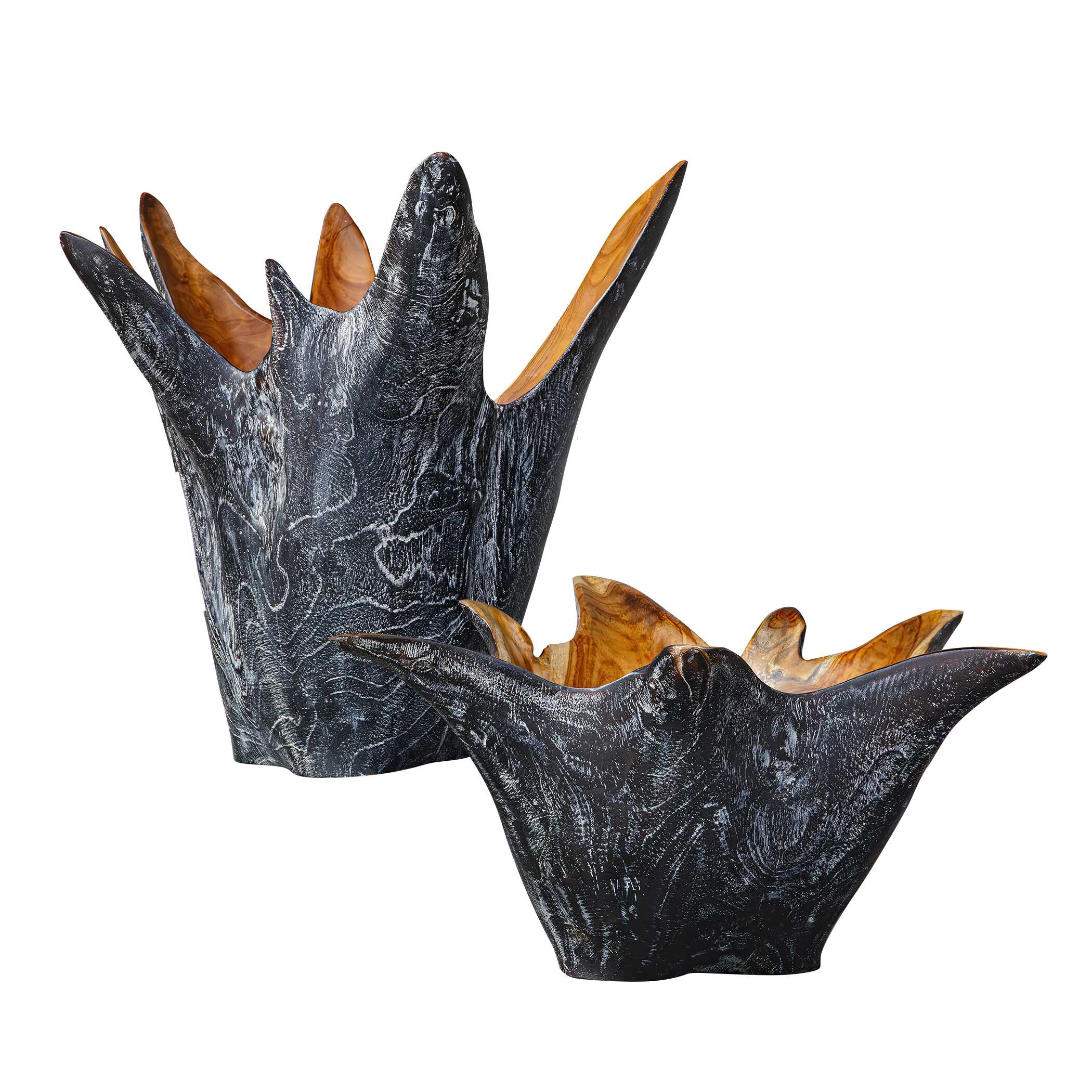 Uttermost Starpetal Indoor-Outdoor Wooden Bowls - Set of 2