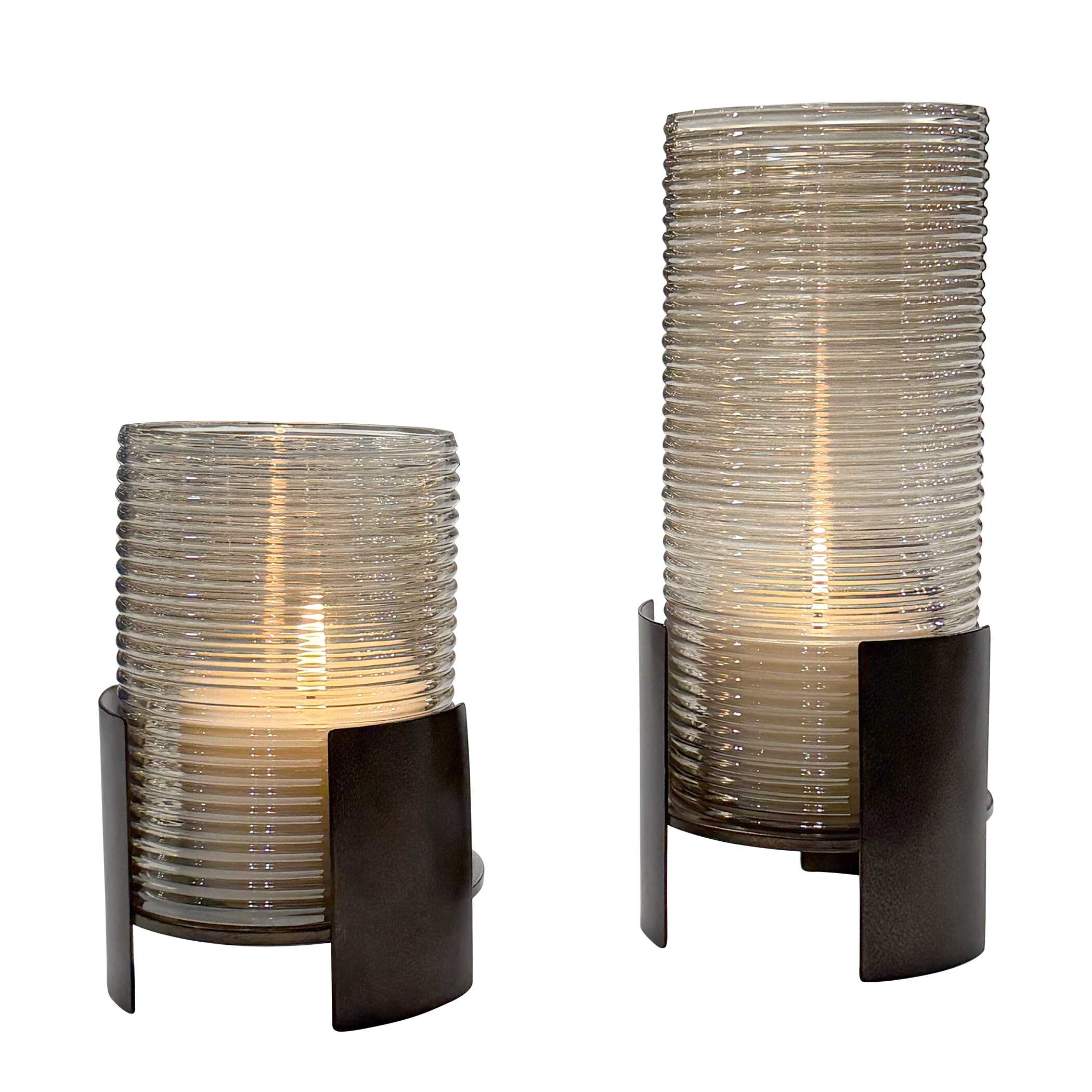 Uttermost Fluted Fire Cylinder Candleholders - Set of 2