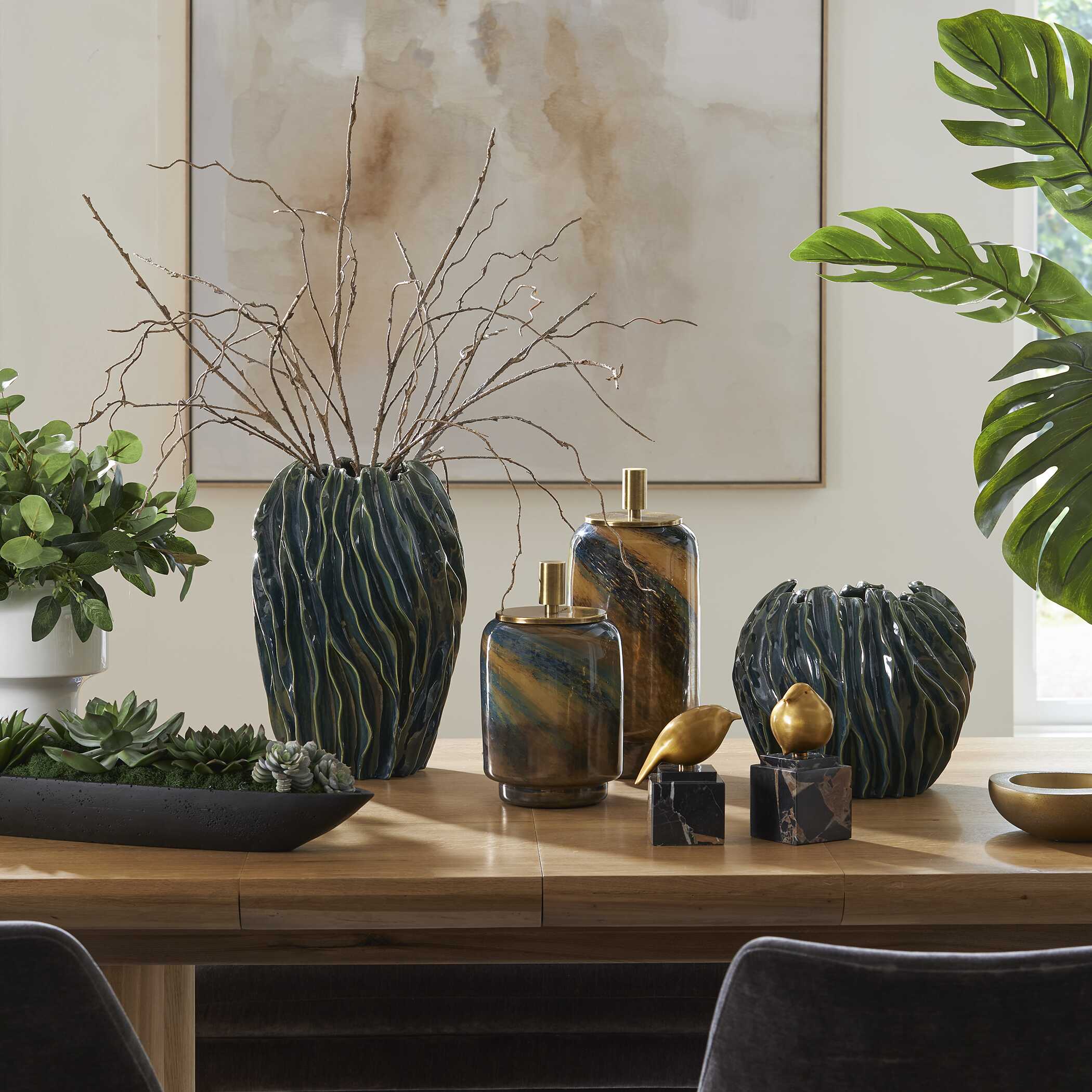 Uttermost Veridian Ridge Indoor-Outdoor Vases - Set of 2