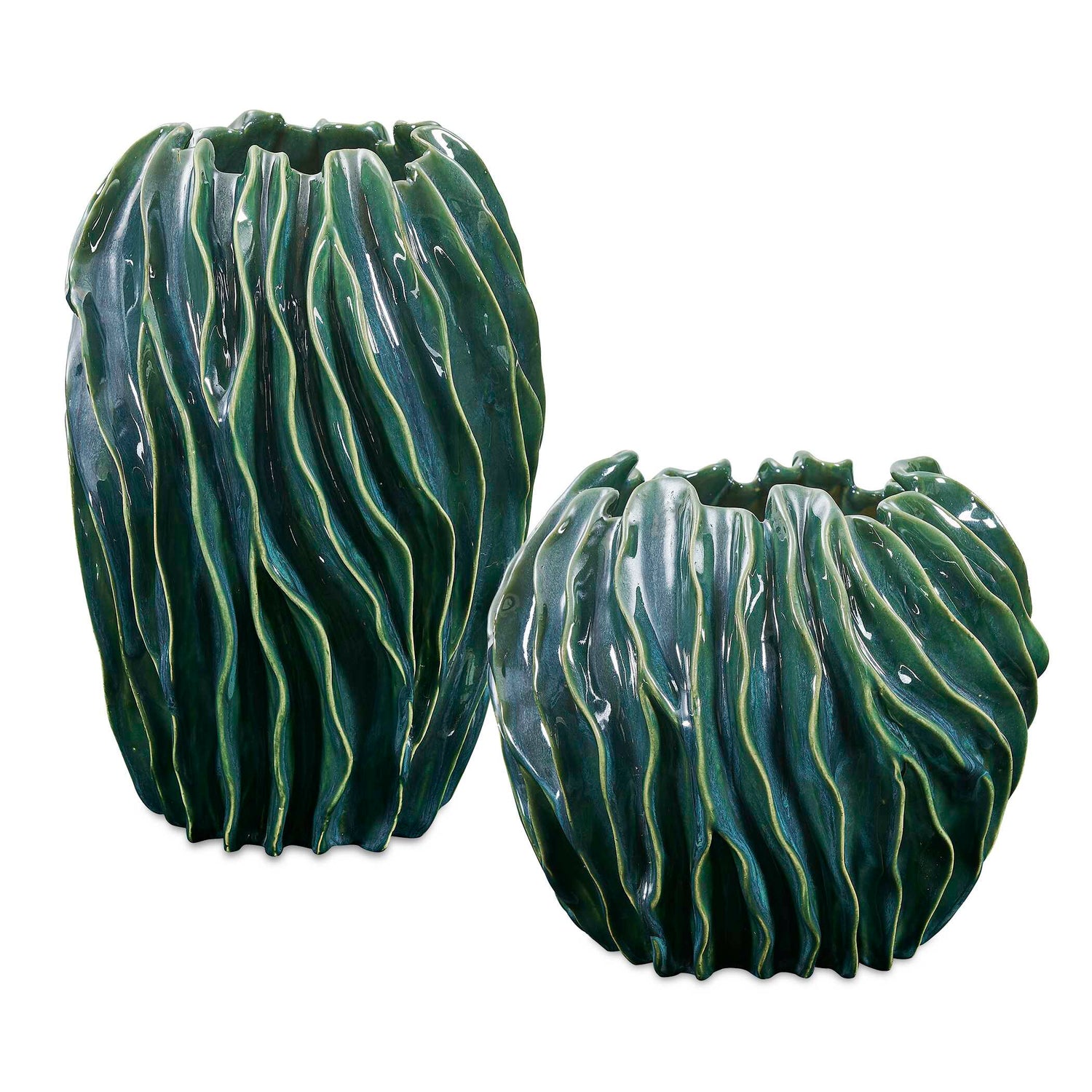 Uttermost Veridian Ridge Indoor-Outdoor Vases - Set of 2