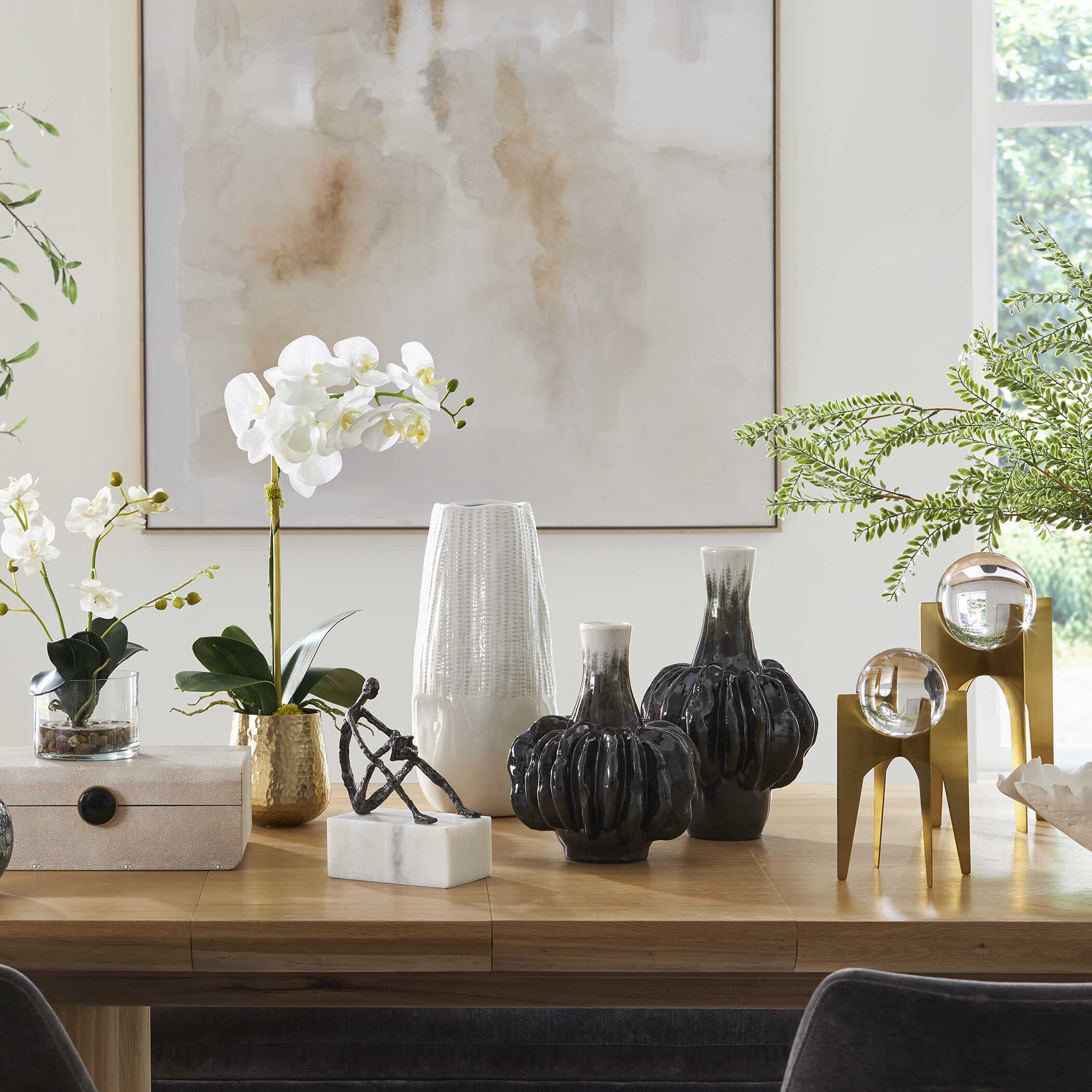 Uttermost Umbrian White & Brown Gourd Vases - Set of 2