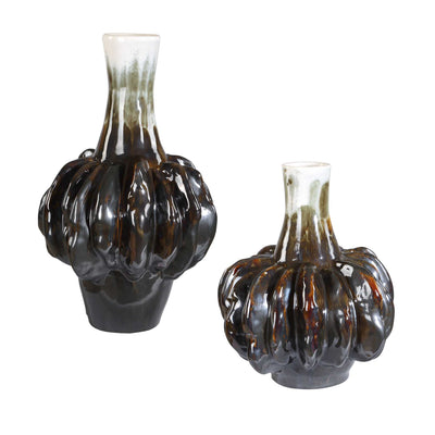 Uttermost Umbrian White & Brown Gourd Vases - Set of 2