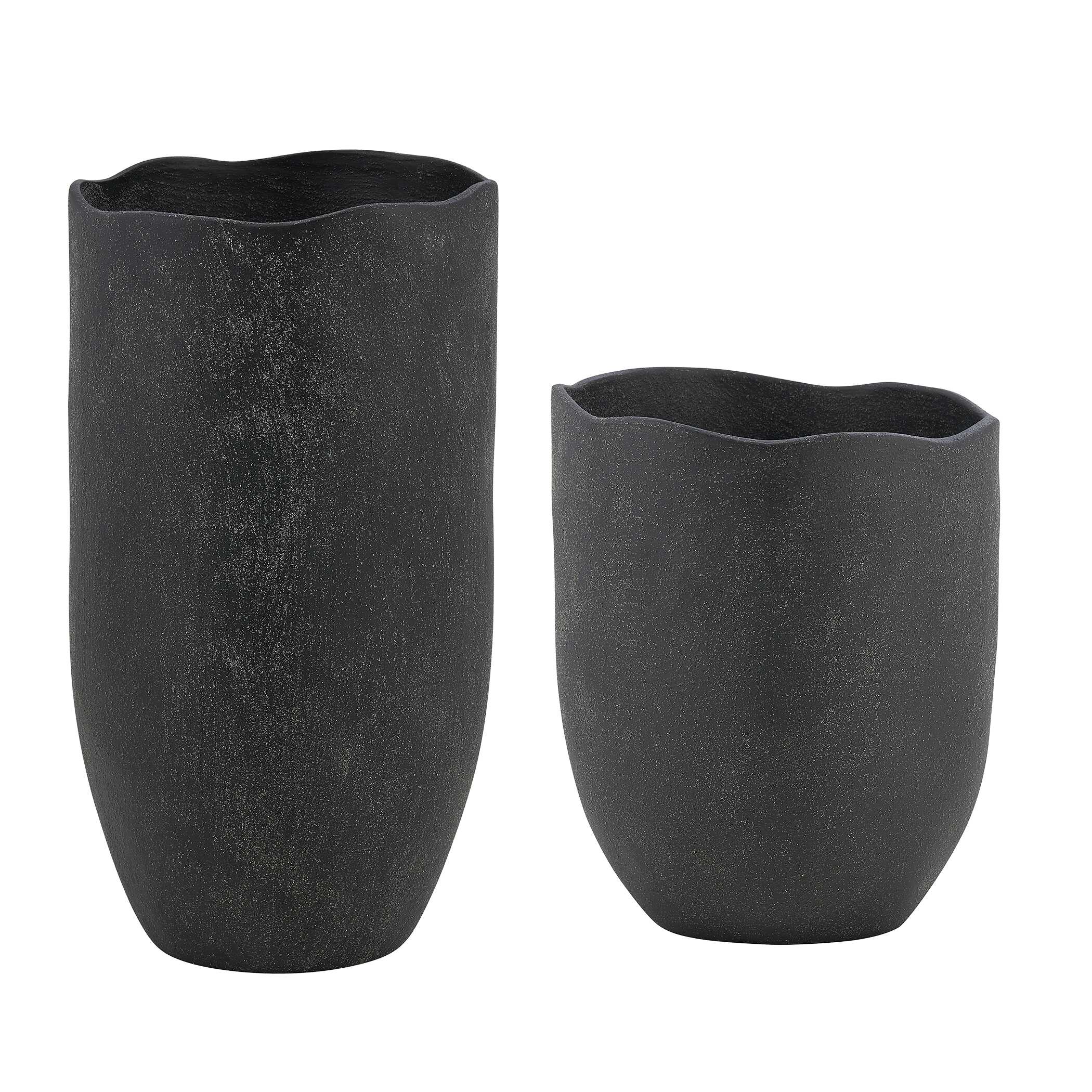 Uttermost Komorebi Indoor-Outdoor Black Vases - Set of 2