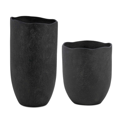 Uttermost Komorebi Indoor-Outdoor Black Vases - Set of 2