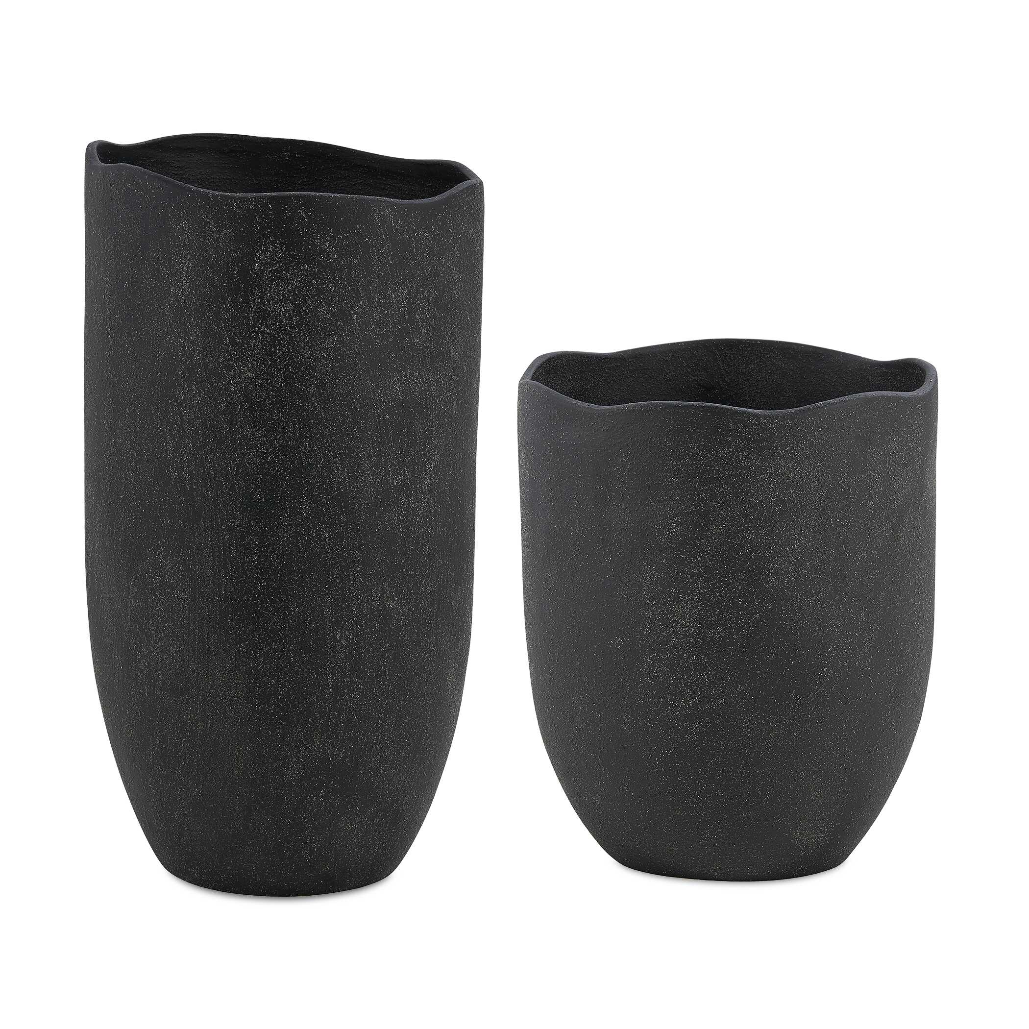 Uttermost Komorebi Indoor-Outdoor Black Vases - Set of 2