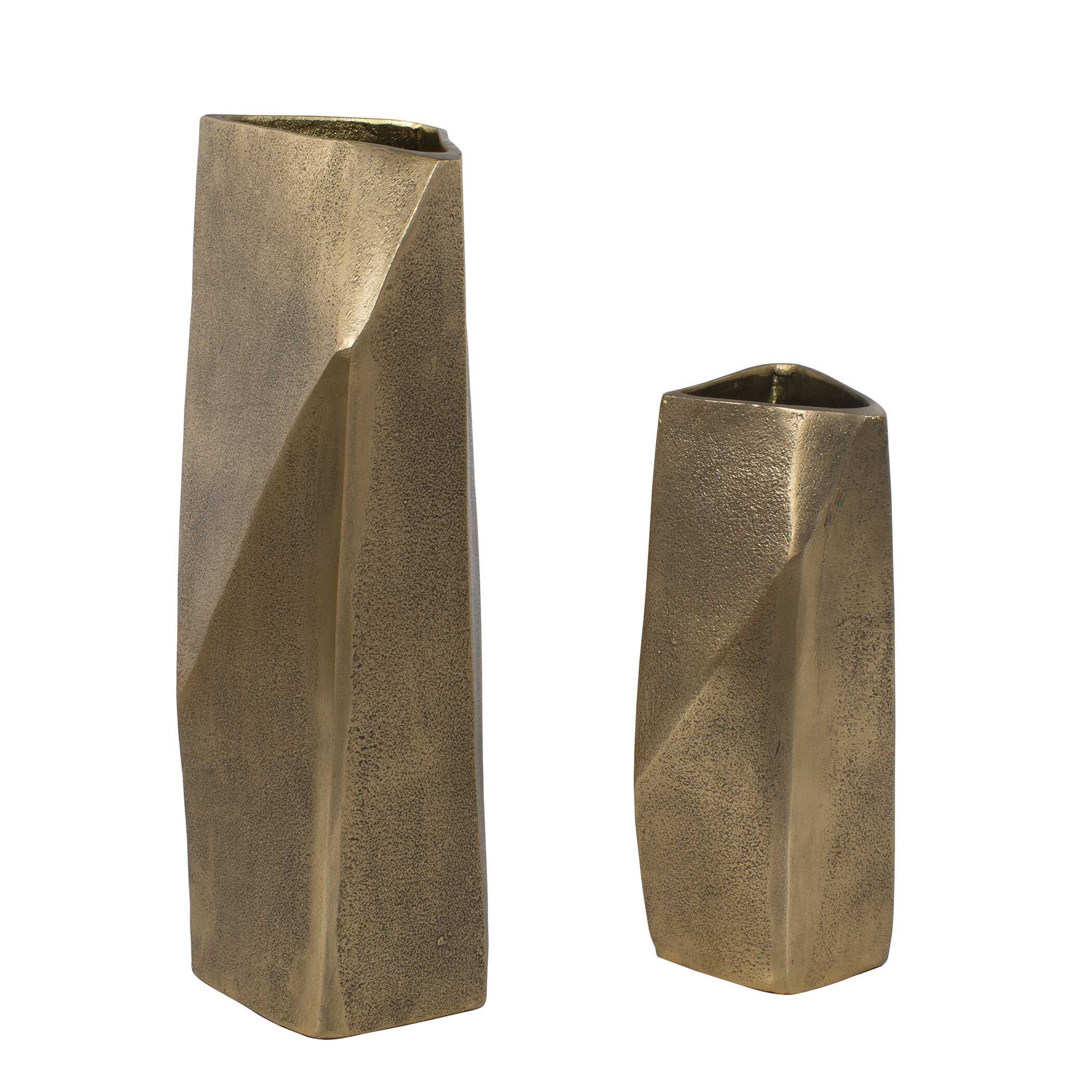 Uttermost GeoForm Indoor-Outdoor Brass Vases - Set of 2