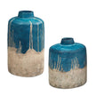 Uttermost Coastal Cascade Indoor-Outdoor Blue Vases- Set of 2