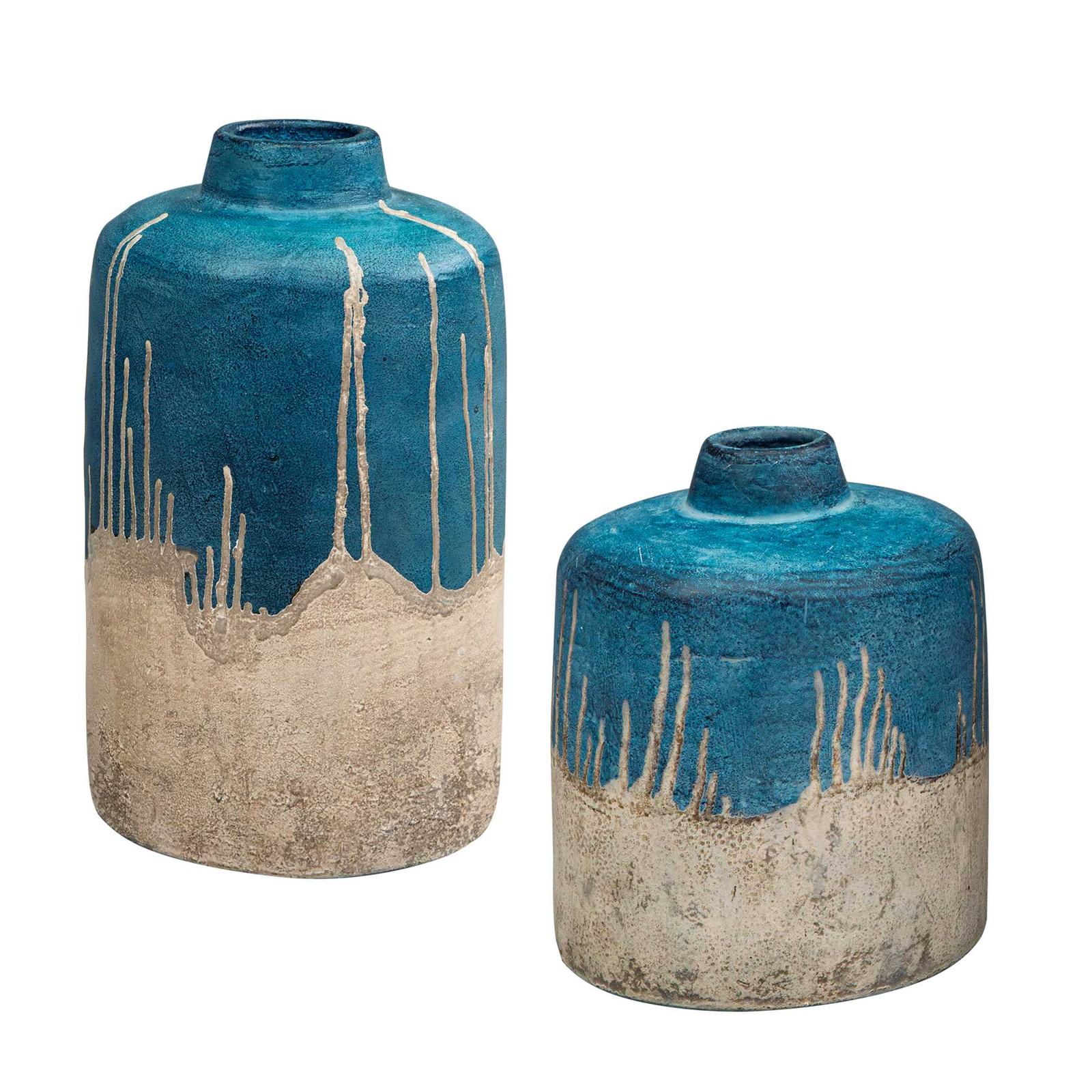 Uttermost Coastal Cascade Indoor-Outdoor Blue Vases- Set of 2