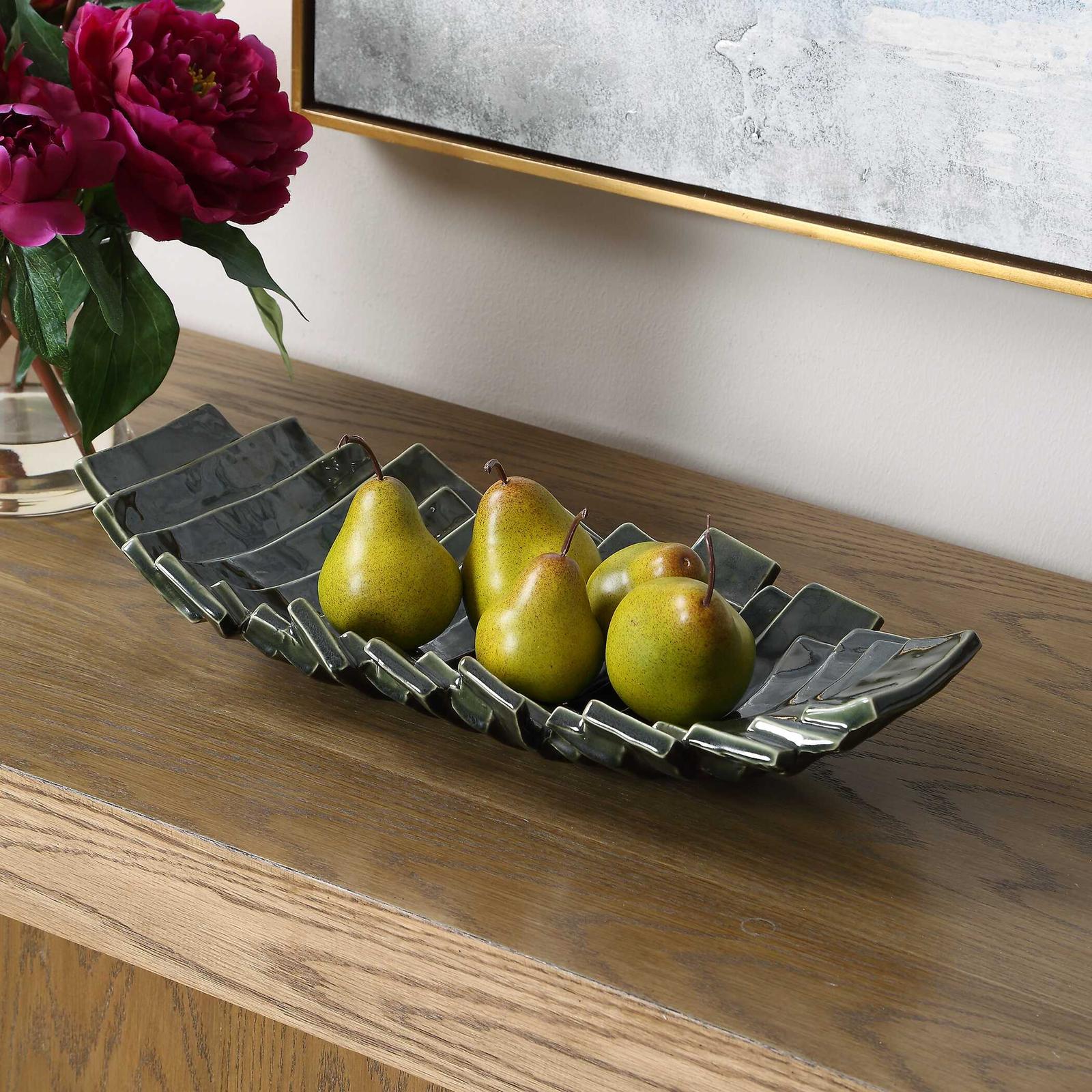 Uttermost Harbor Ridge Olive Green Bowl