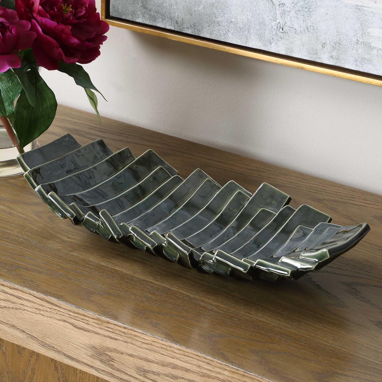 Uttermost Harbor Ridge Olive Green Bowl