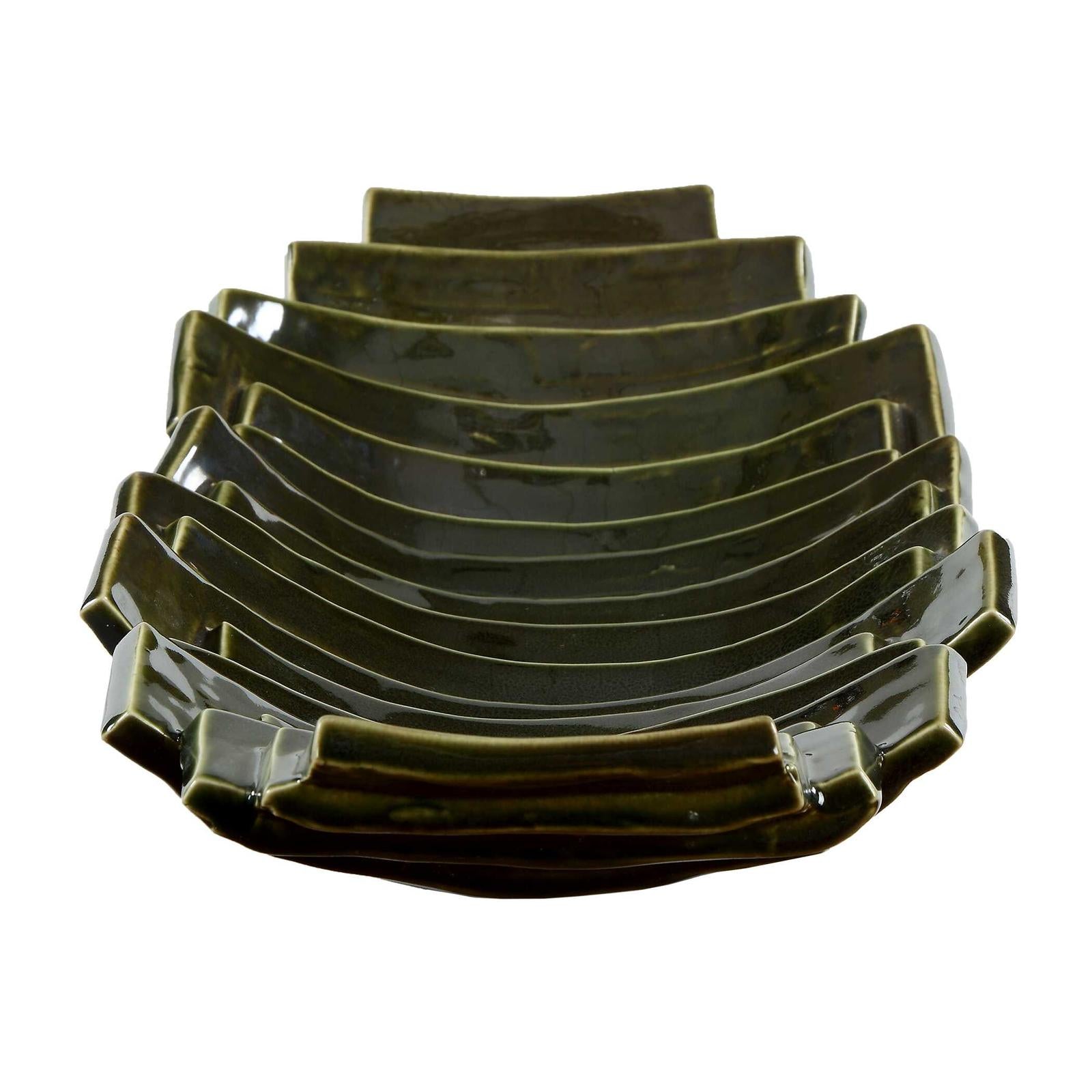 Uttermost Harbor Ridge Olive Green Bowl