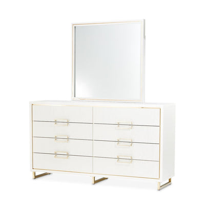 Michael Amini Palm Gate Dresser with Mirror - Cloud White