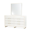 Michael Amini Palm Gate Dresser with Mirror - Cloud White