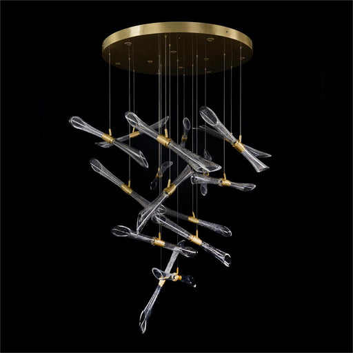 John Richard Rhapsody - Sixteen Fluted Light Tube Chandelier With Ten Additional LED's In The Canopy