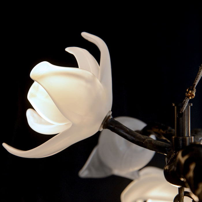 John Richard Churippu Magnolia & Tulip Glass Bronze Vertical Twenty-One Light Chandelier