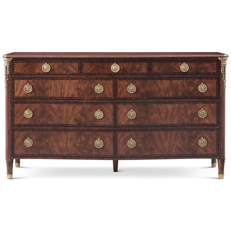 Theodore Alexander Sunderland Brown High Wood 9-Drawer Dresser