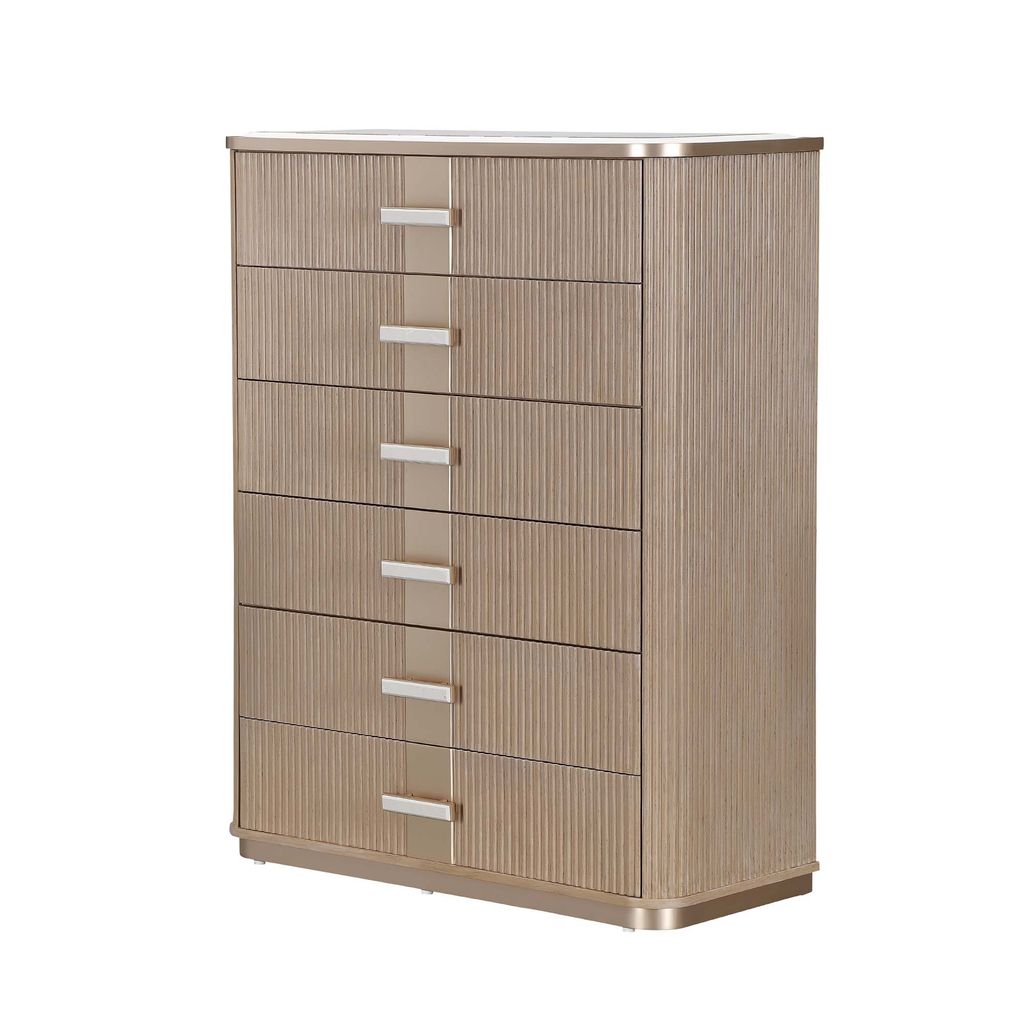 Michael Amini West Kensington Highboy Chest - Sea Salt Caramel