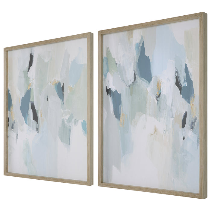 Uttermost Seabreeze Abstract Framed Canvas Prints - Set of 2