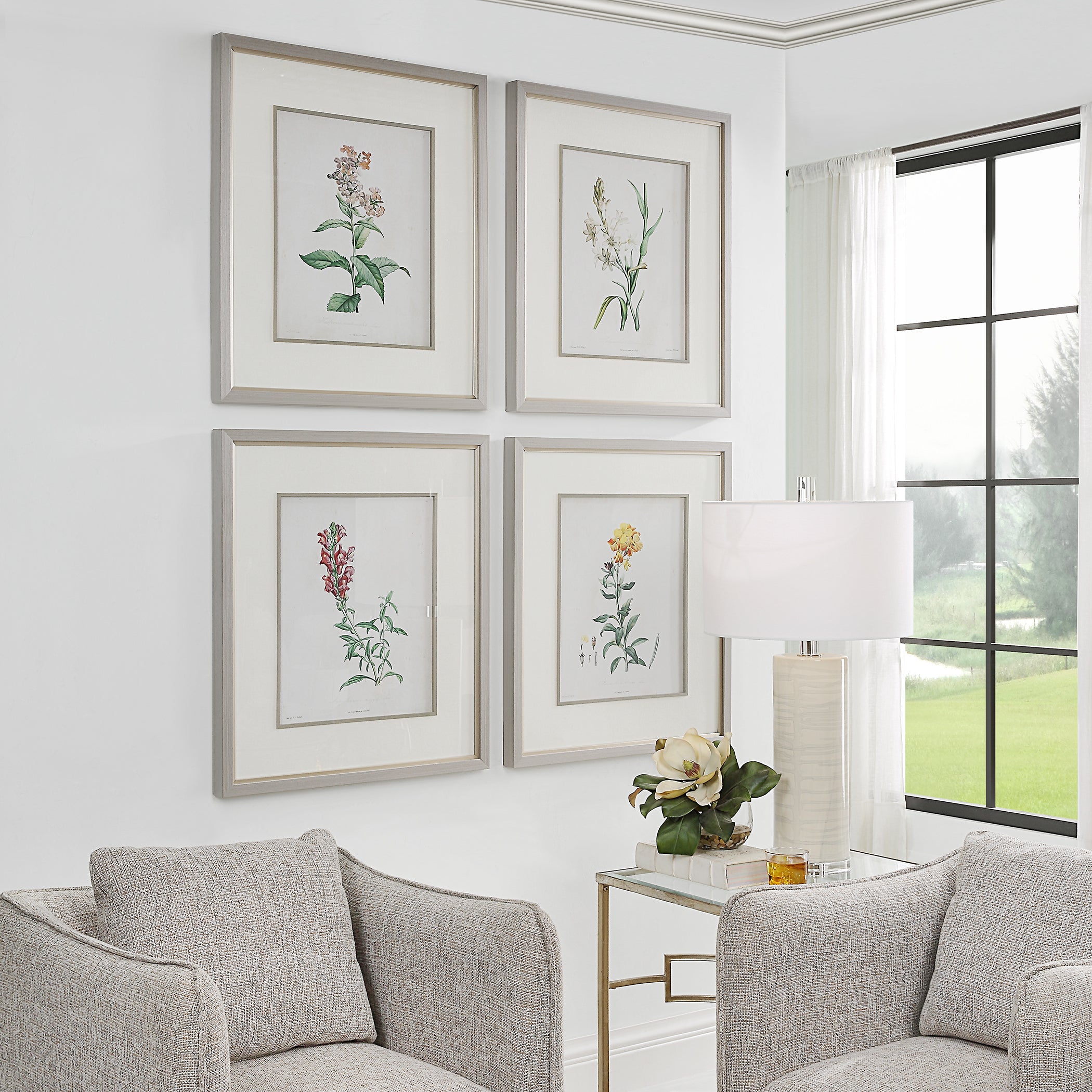 Uttermost Heirloom Blooms Study Framed Prints - Set of 4