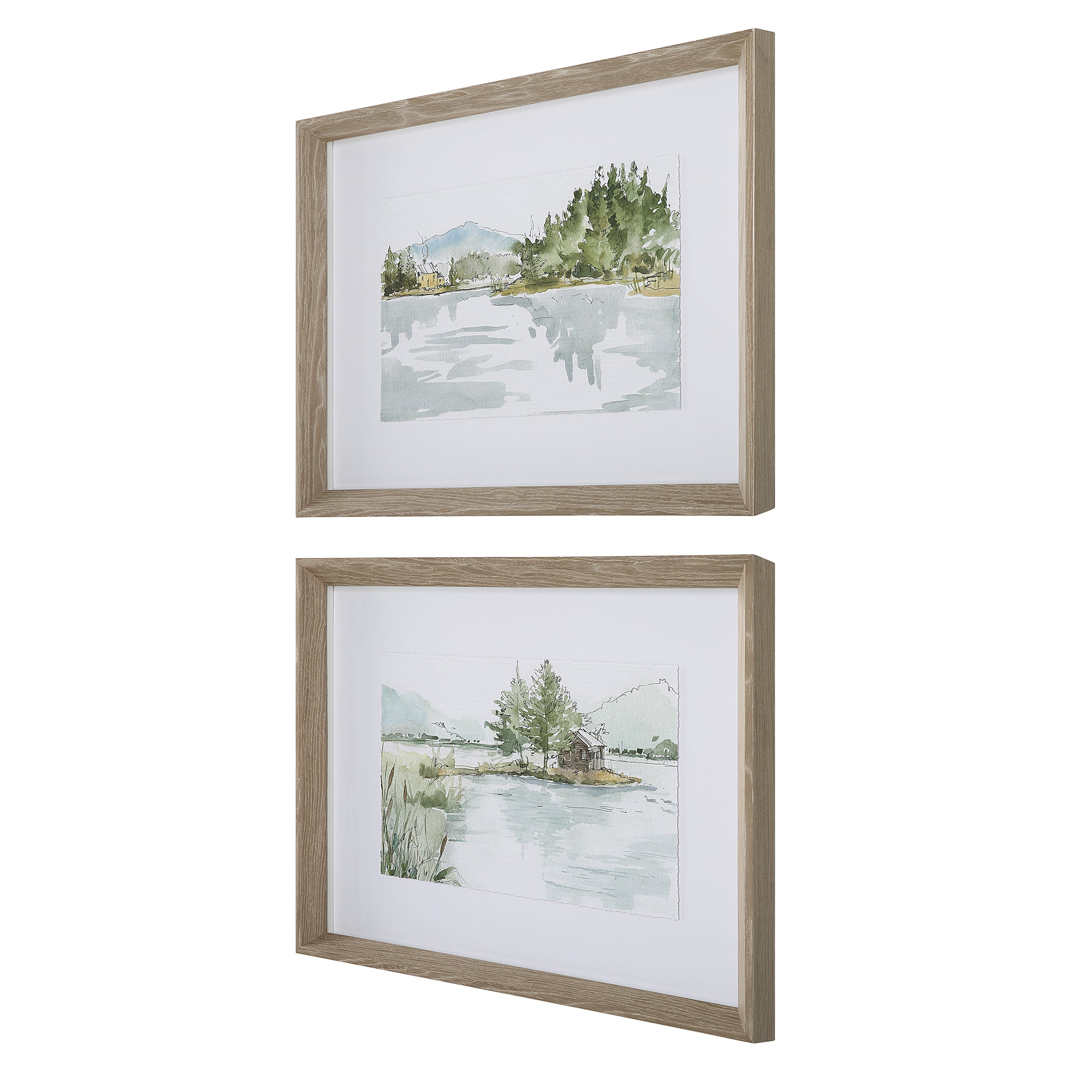 Uttermost Serene Lake Framed Prints - Set of 2