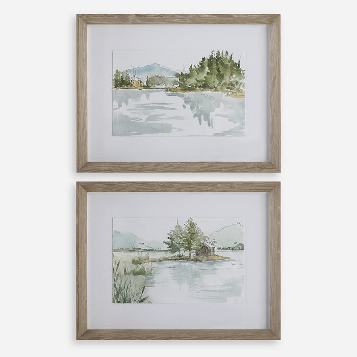 Uttermost Serene Lake Framed Prints - Set of 2