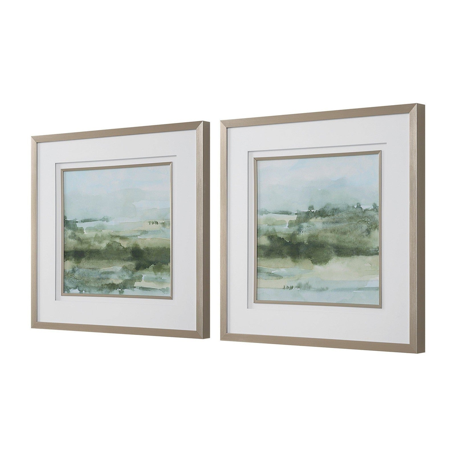 Uttermost Soft Sage Abstract Landscape Prints - Set of 2