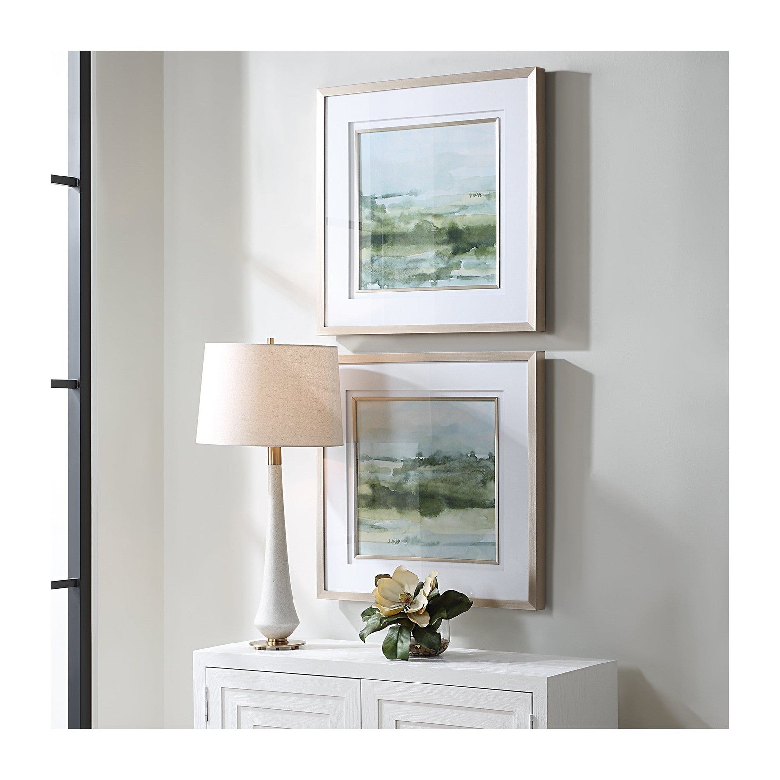 Uttermost Soft Sage Abstract Landscape Prints - Set of 2