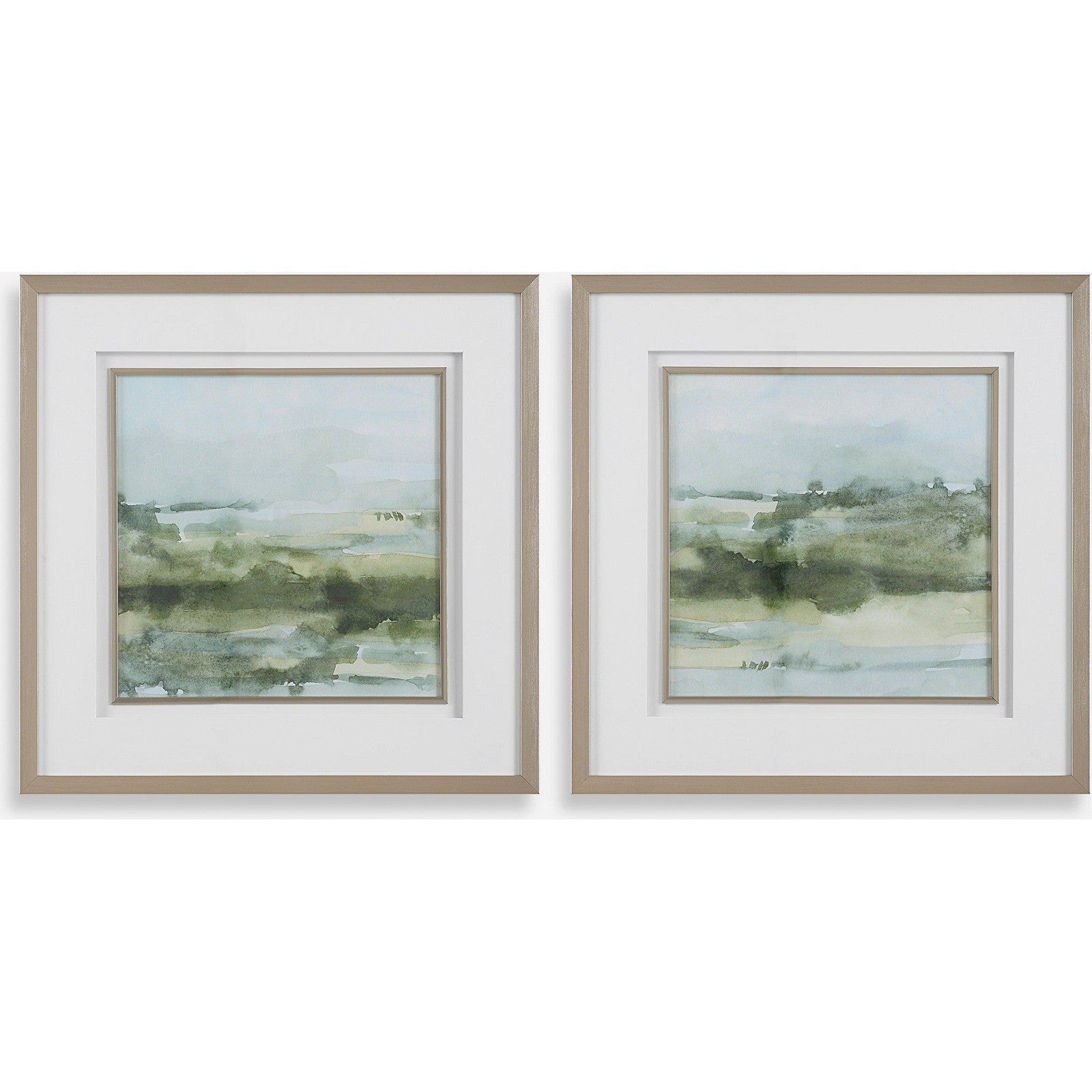 Uttermost Soft Sage Abstract Landscape Prints - Set of 2