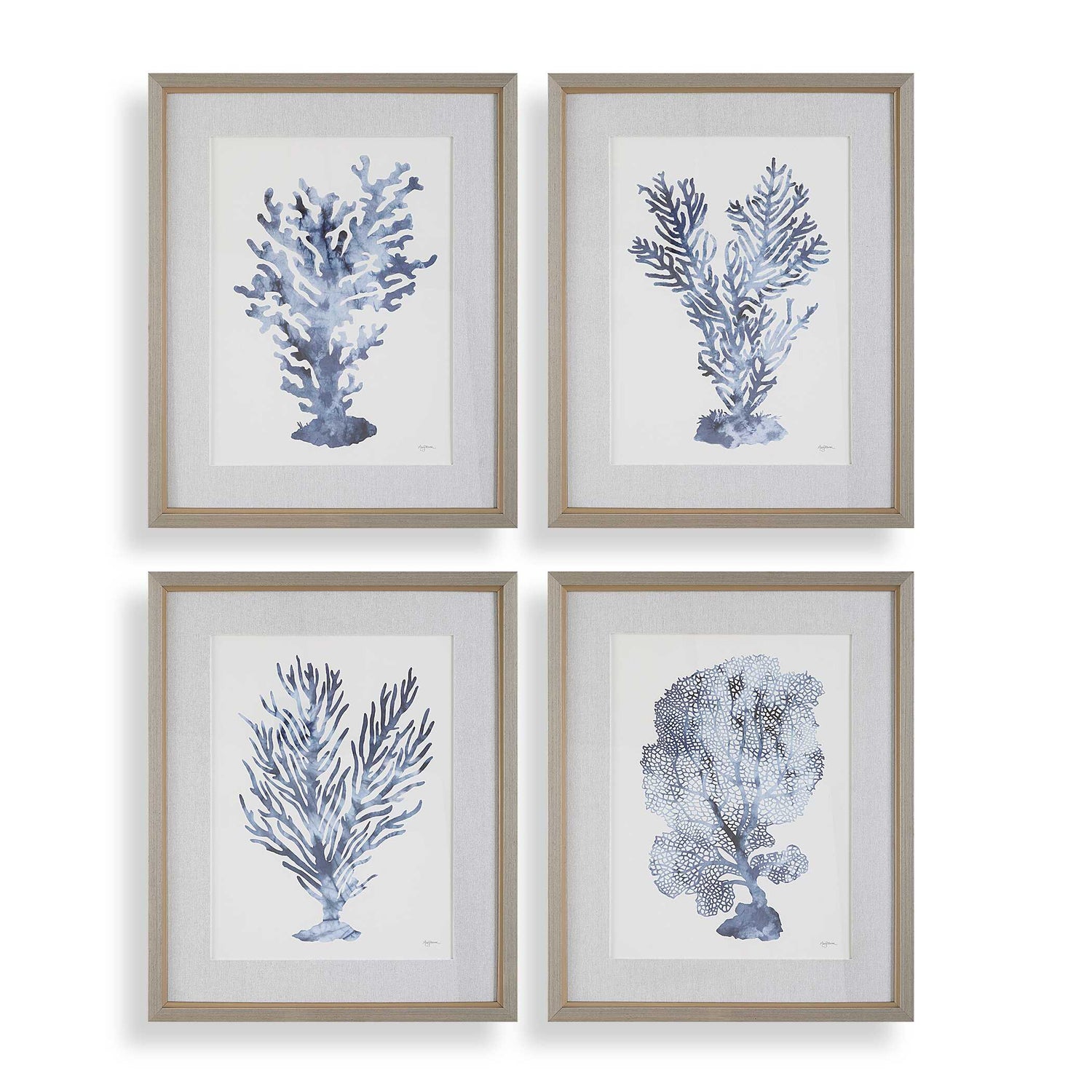 Uttermost Shibori Coral Framed Prints - Set of 4
