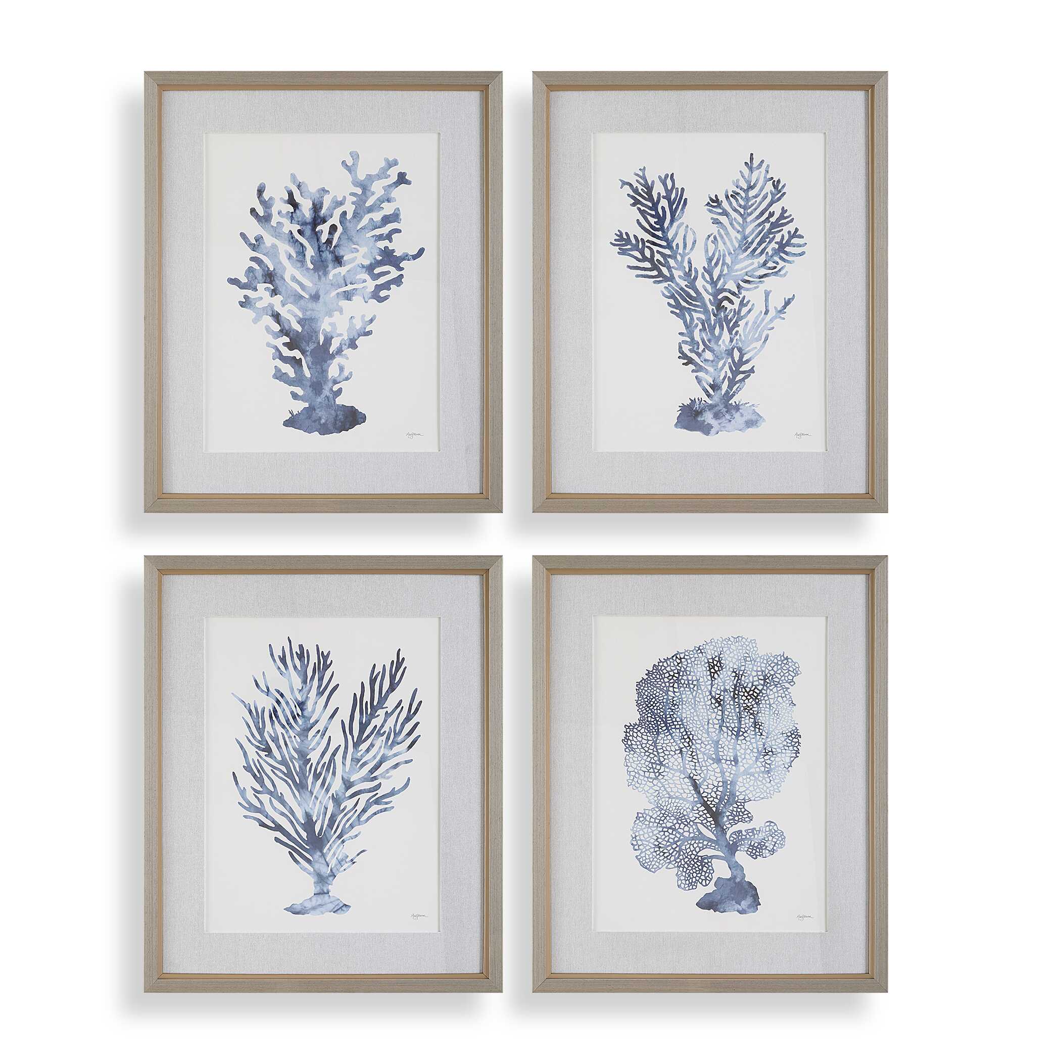 Uttermost Shibori Coral Framed Prints - Set of 4