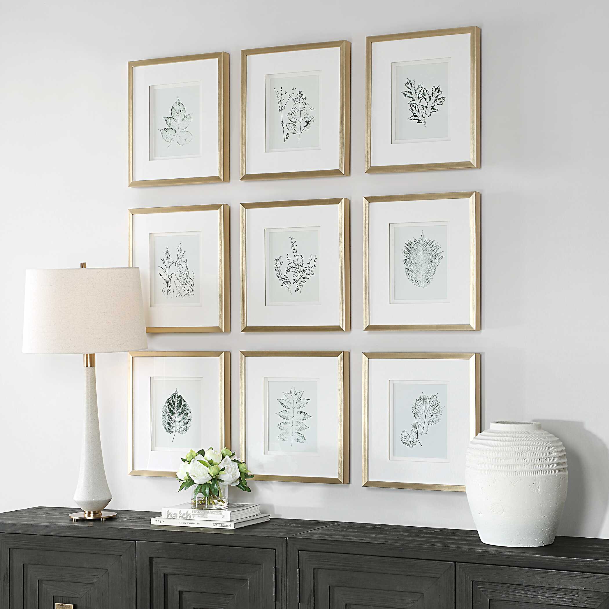 Uttermost Nature's Script Framed Botanical Prints - Set of 9