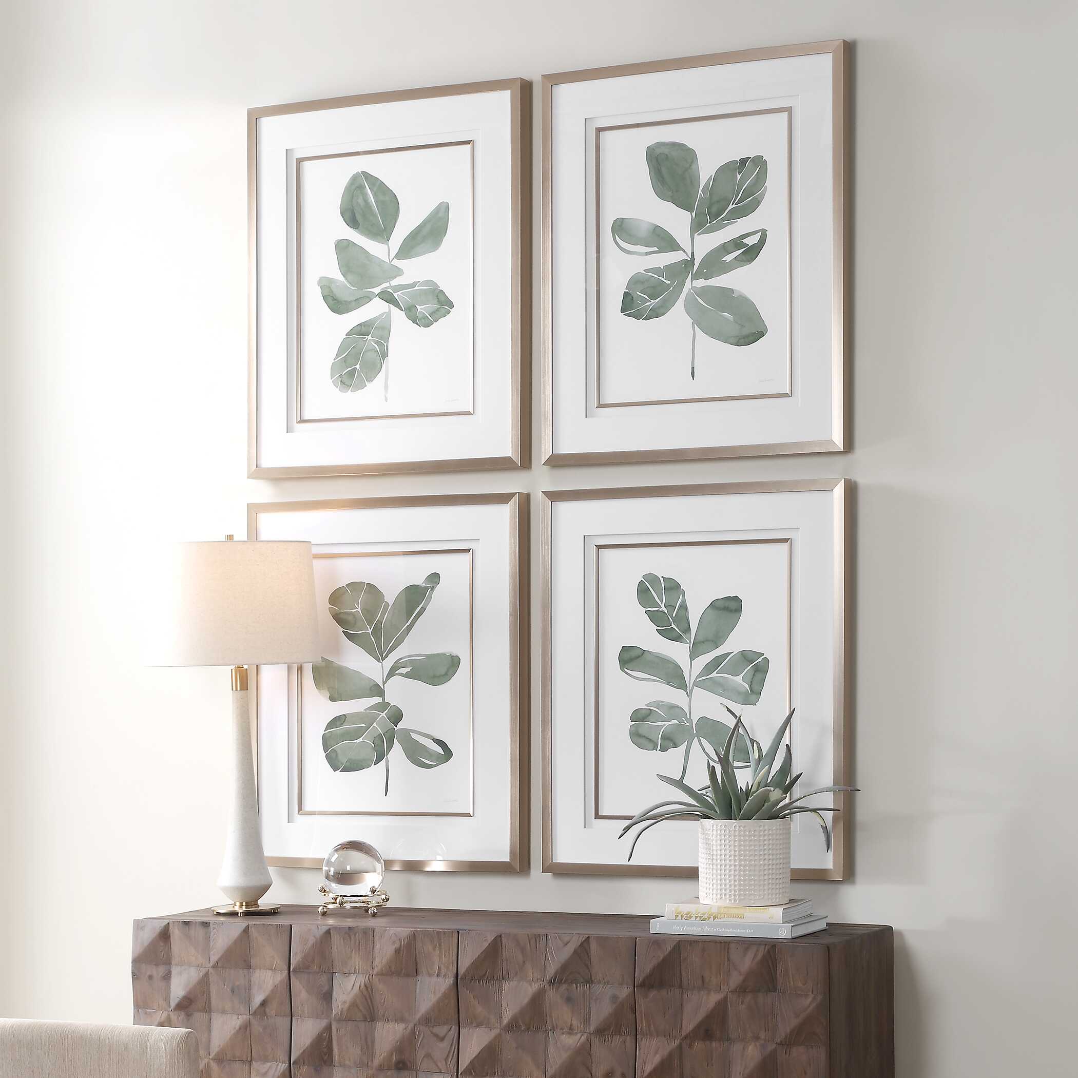 Uttermost Fiddle Head Leaf Botanical Prints - Set of 4