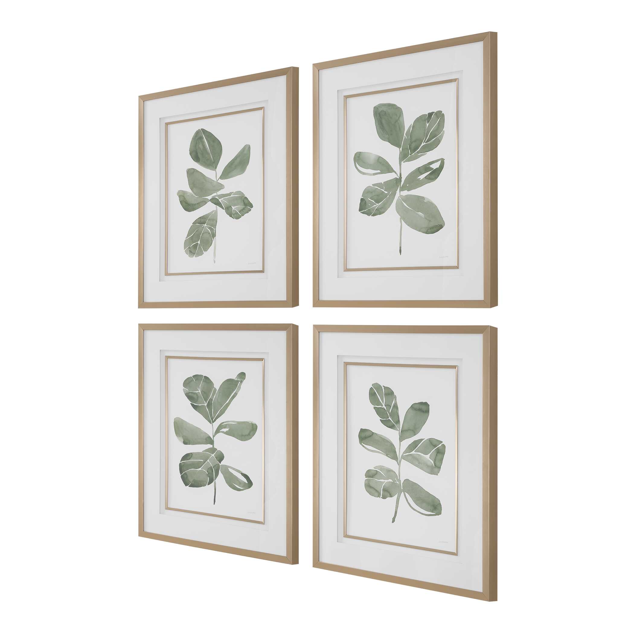 Uttermost Fiddle Head Leaf Botanical Prints - Set of 4