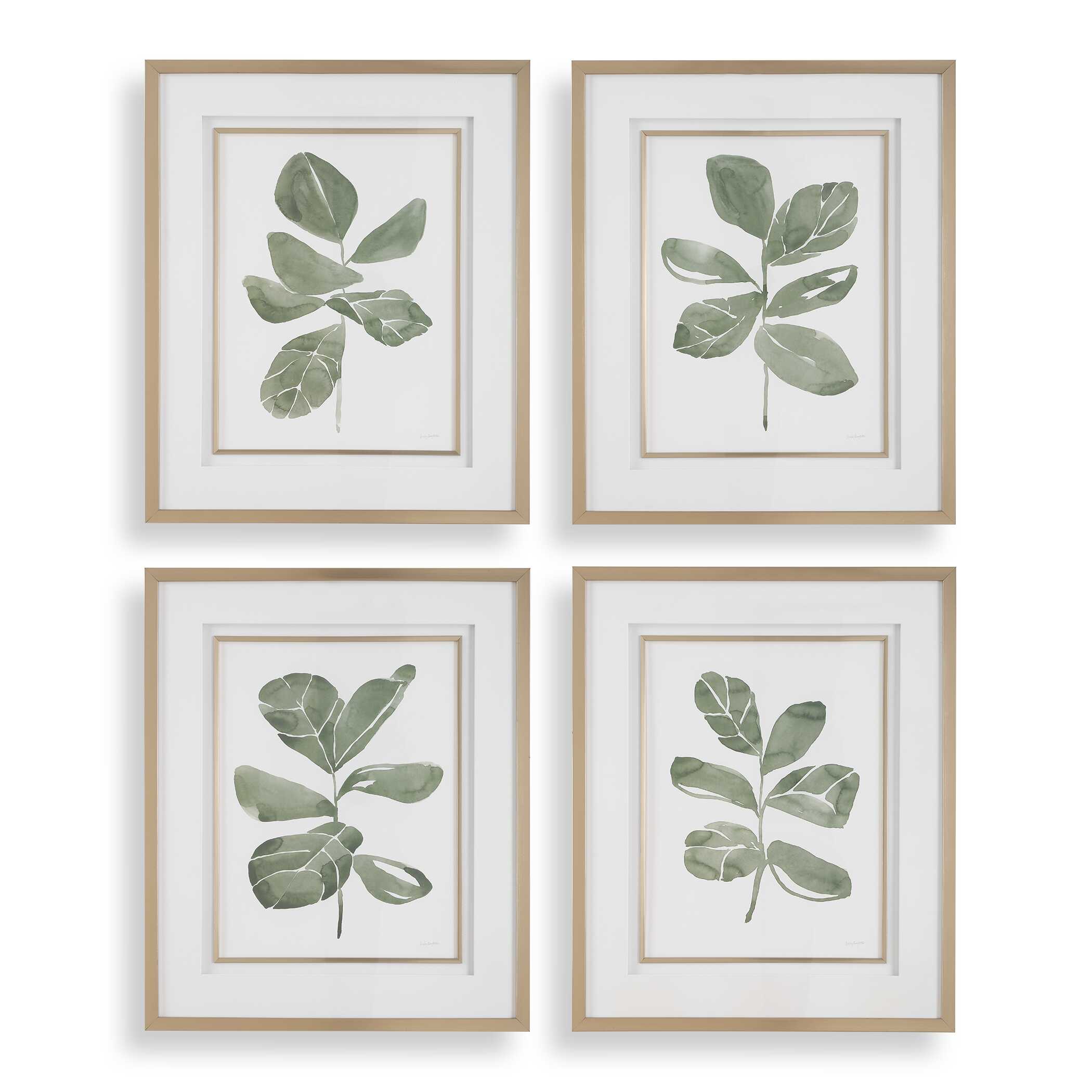Uttermost Fiddle Head Leaf Botanical Prints - Set of 4