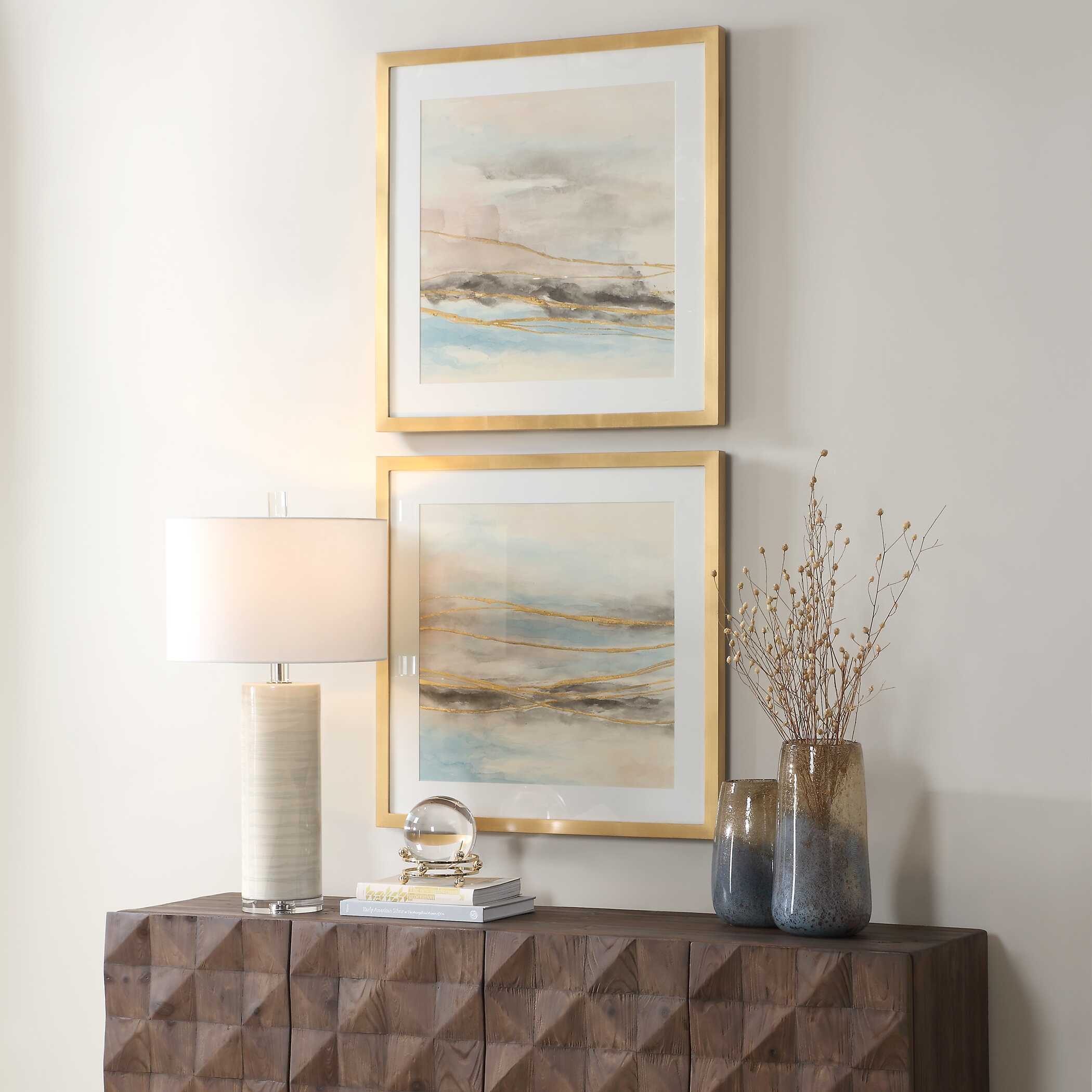 Uttermost So Golden Abstract Landscape Prints - Set of 2