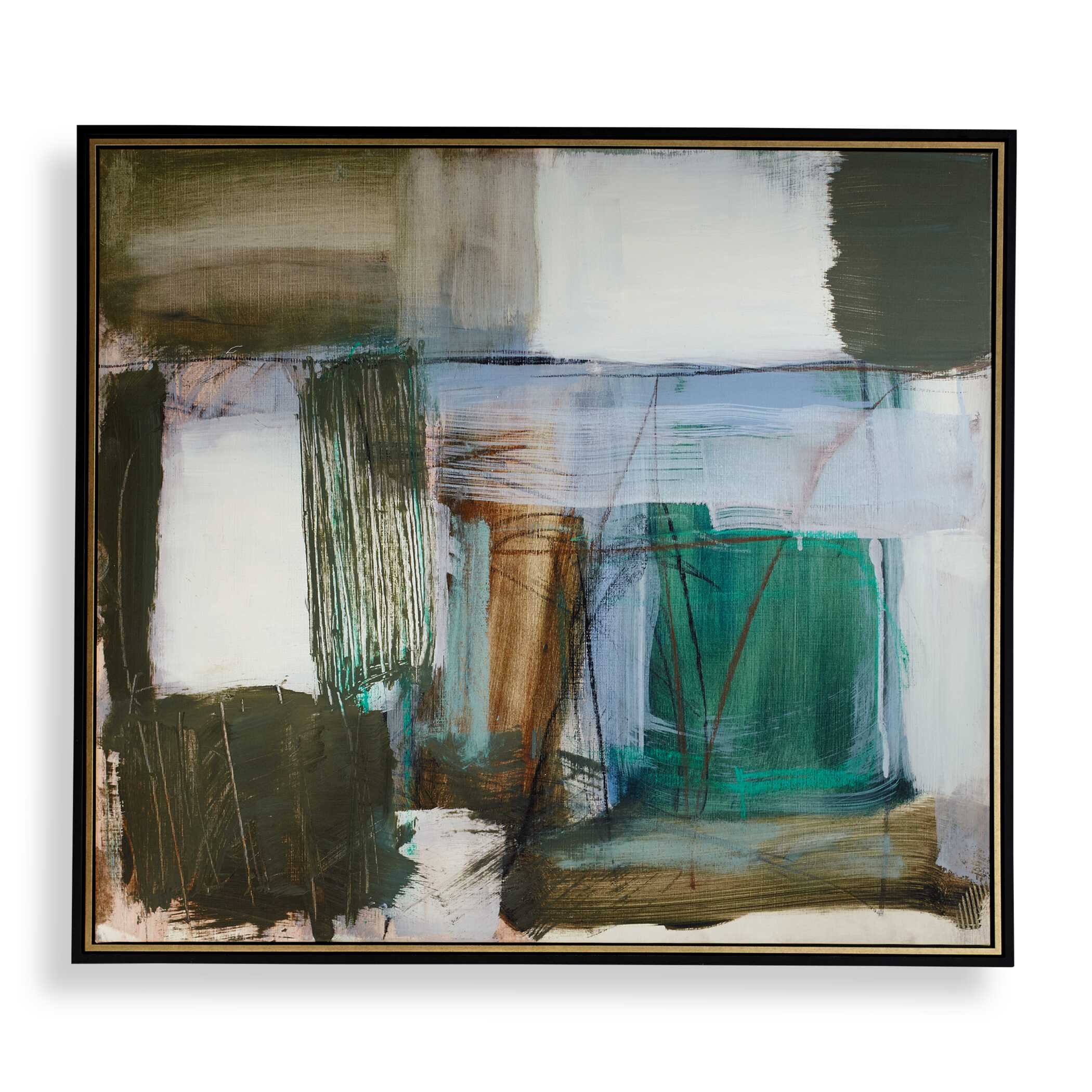 Uttermost Green Fields Framed Abstract Canvas