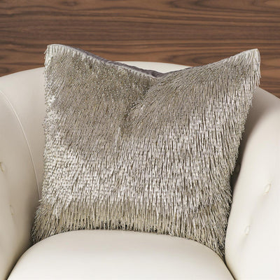 Global Views Silver Shimmy Fringe Pillow