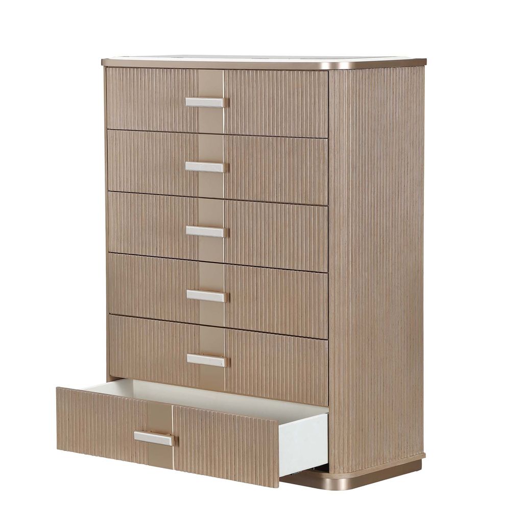 Michael Amini West Kensington Highboy Chest - Sea Salt Caramel